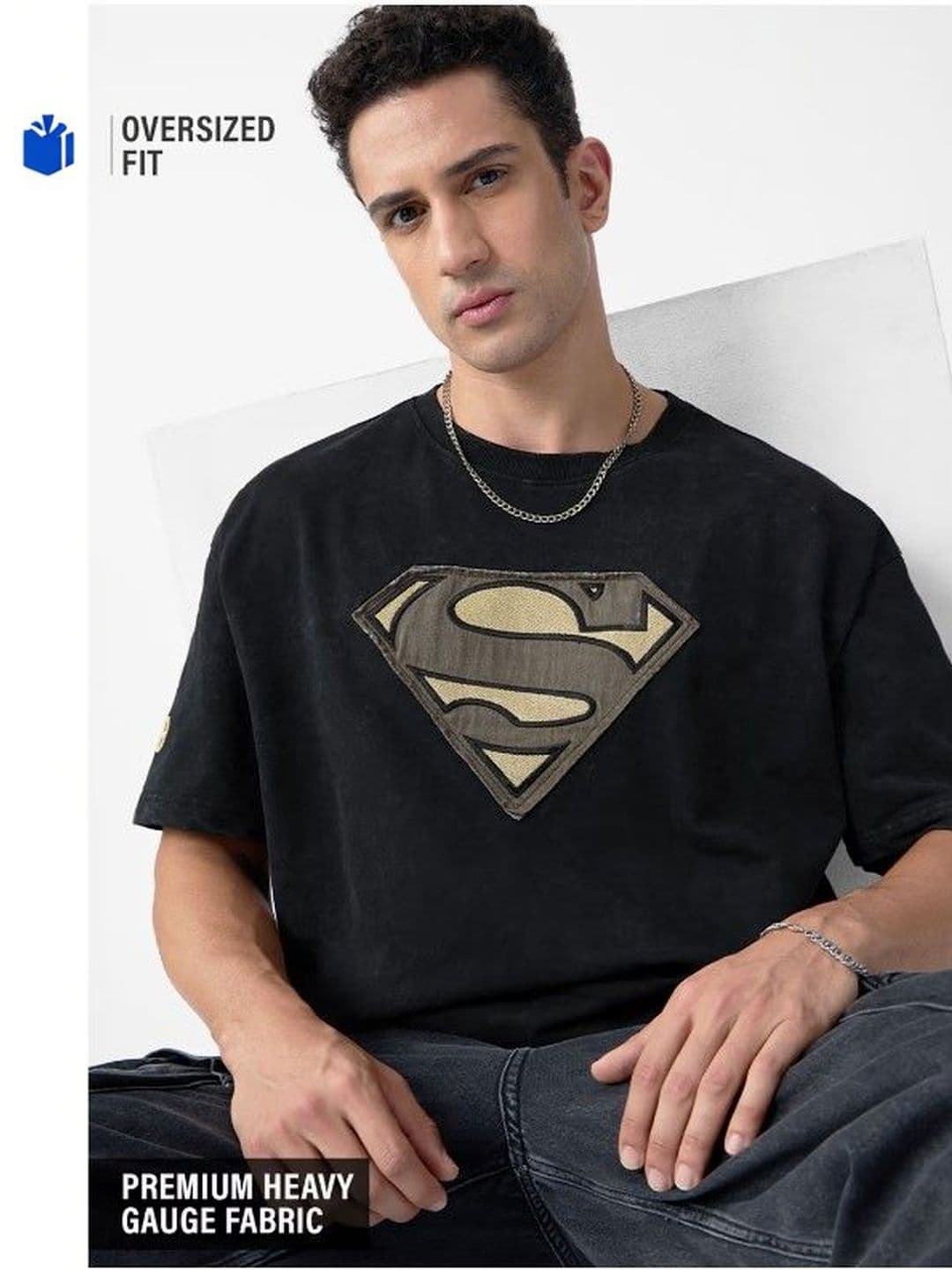 Xpecto Style Superman Graphic Printed Oversized Round Neck T-shirt - view 1