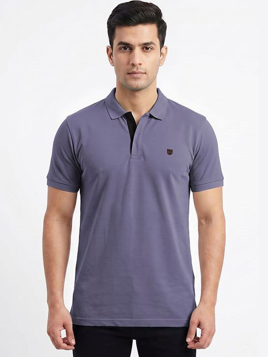 Plugin Purple Polo Collar Regular Fit T-shirt - view 1