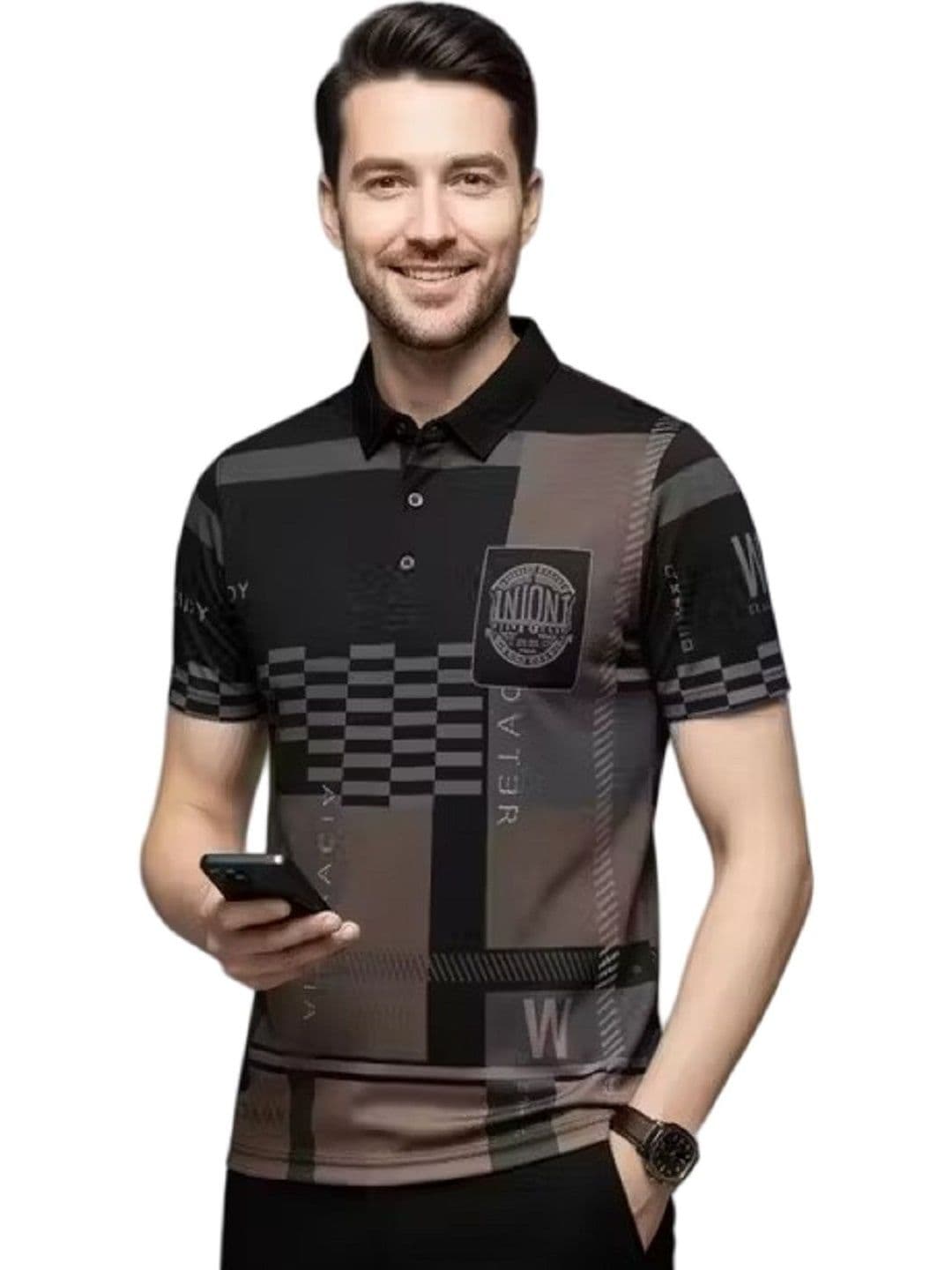NAUGHTYMEN Men Printed Polo Collar Slim Fit T-shirt - view 1