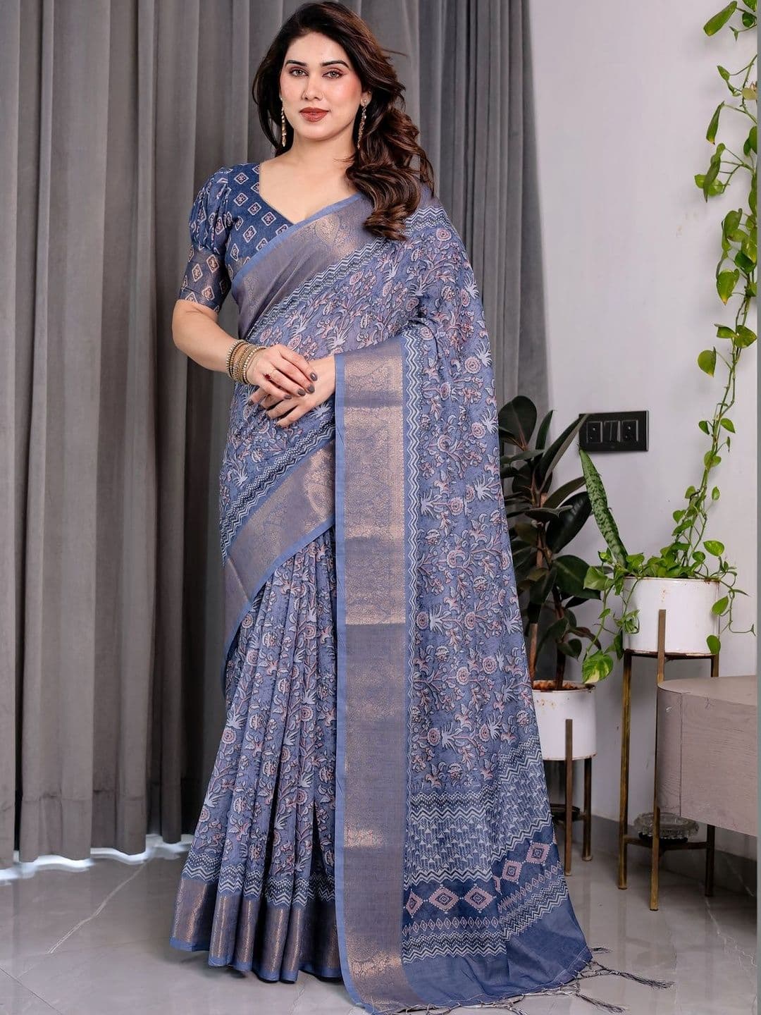 RAAS SHREE Ethnic Motifs Pure Cotton Handloom Saree - view 1
