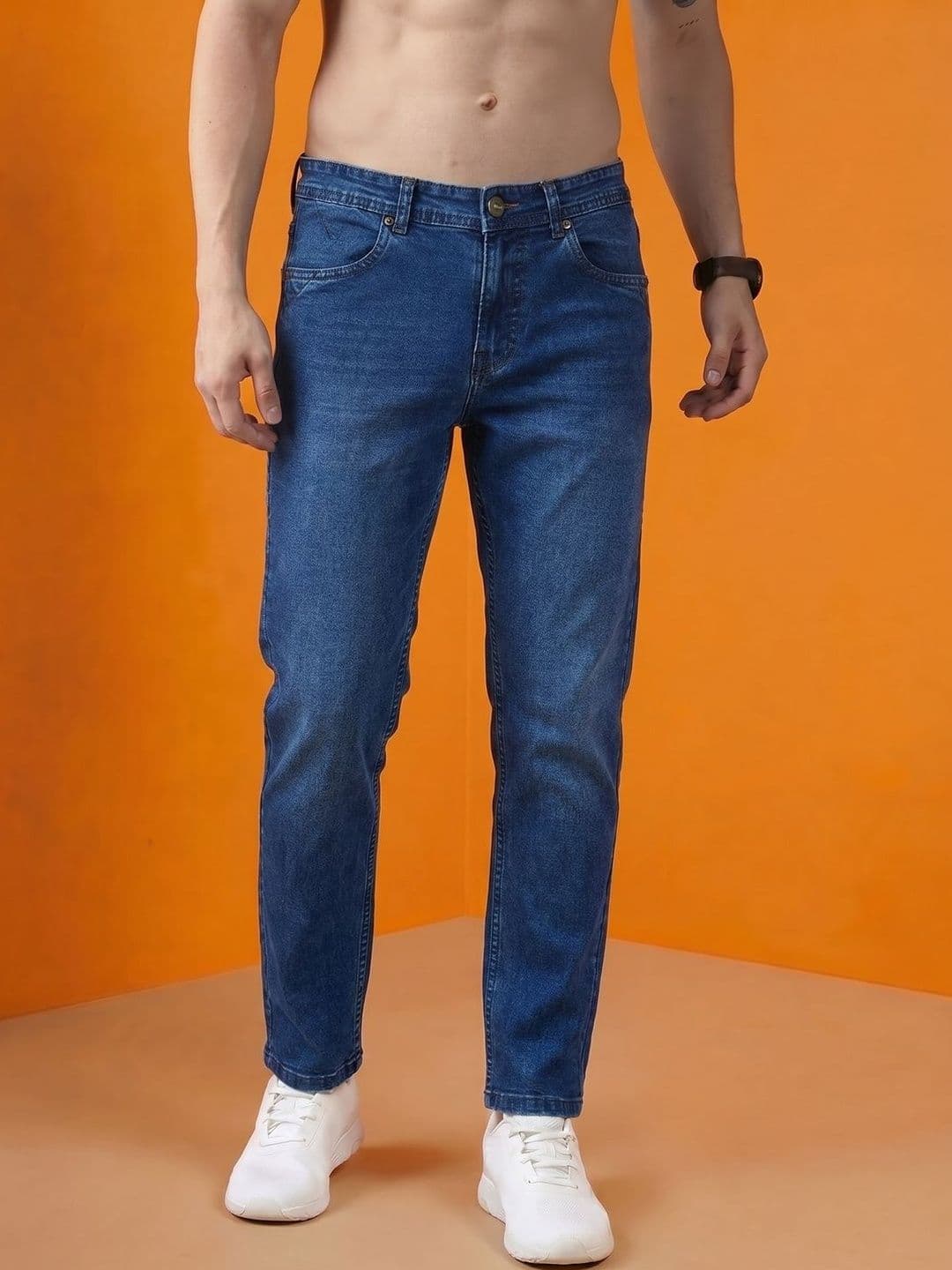 SZN Men Tapered Fit Mid-Rise Light Fade Stretchable Jeans - view 1