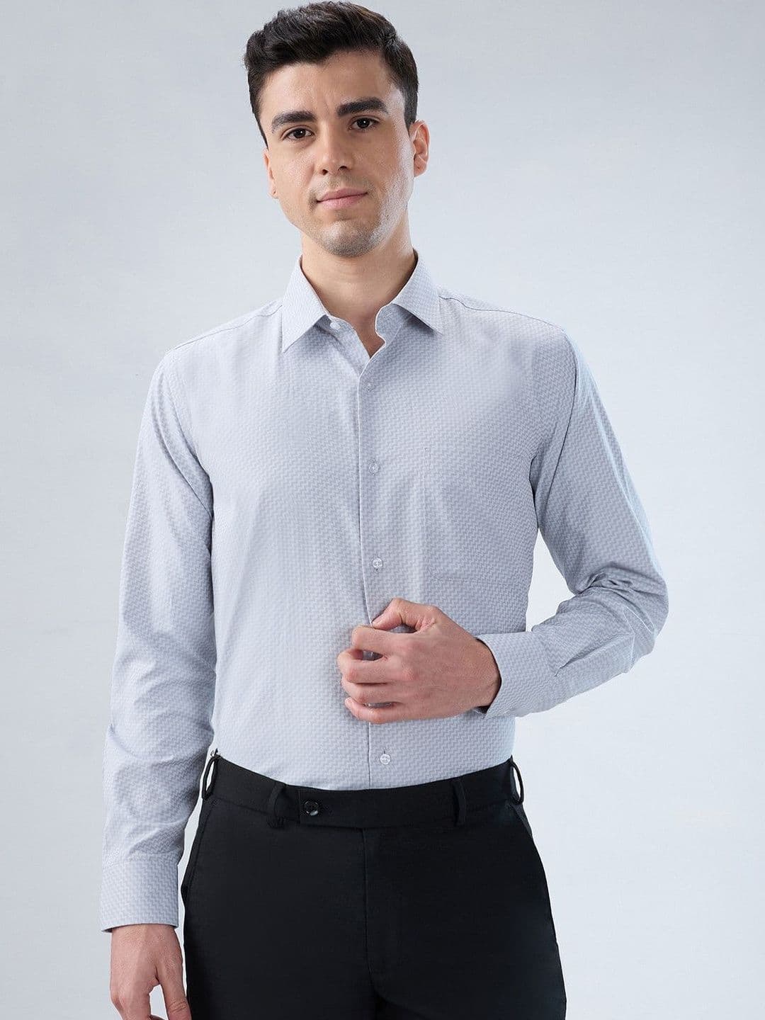 Park Avenue Men Geometric Self Design Slim Fit Cotton Formal Shirt - view 1