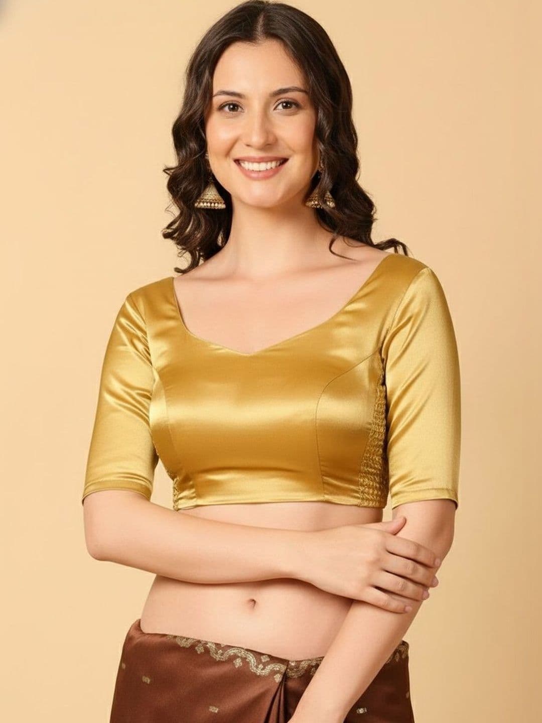 Anouk Silk Blend Solid Saree Blouse - view 1