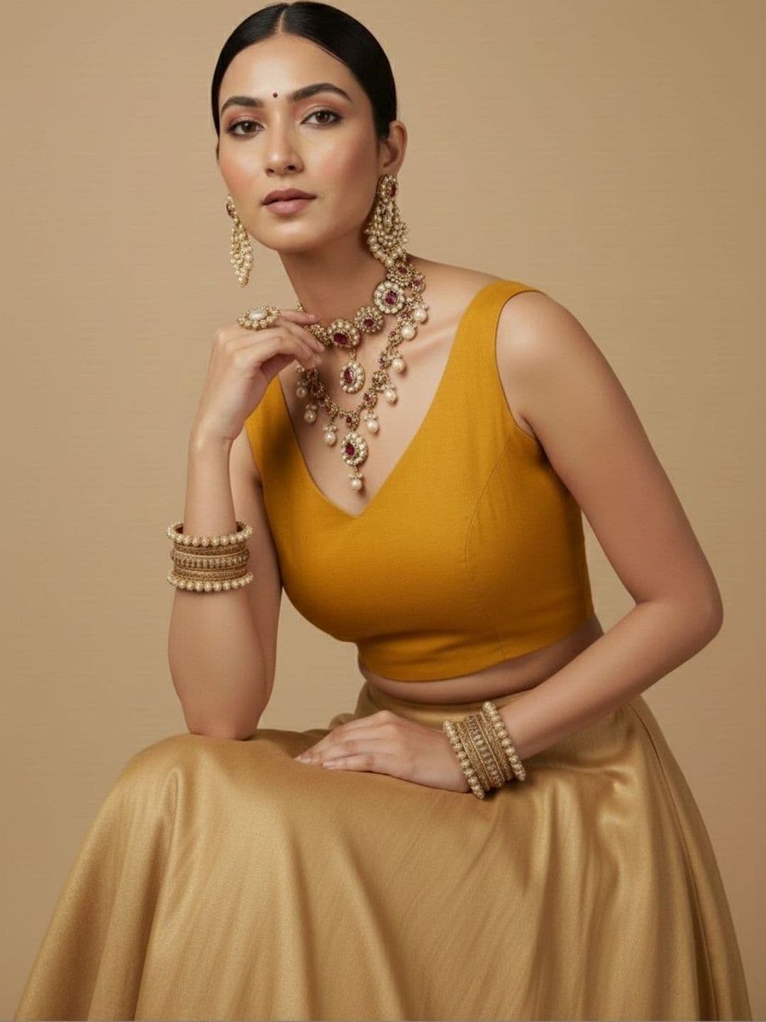 Anouk Silk Solid Saree Blouse - view 1