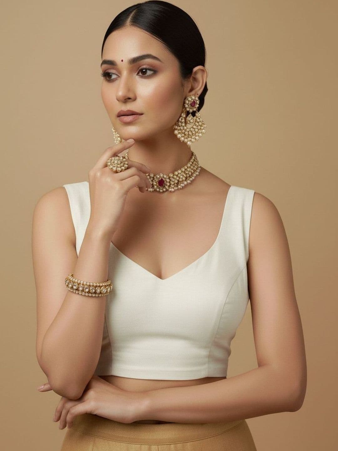 Anouk Silk Solid Saree Blouse - view 1
