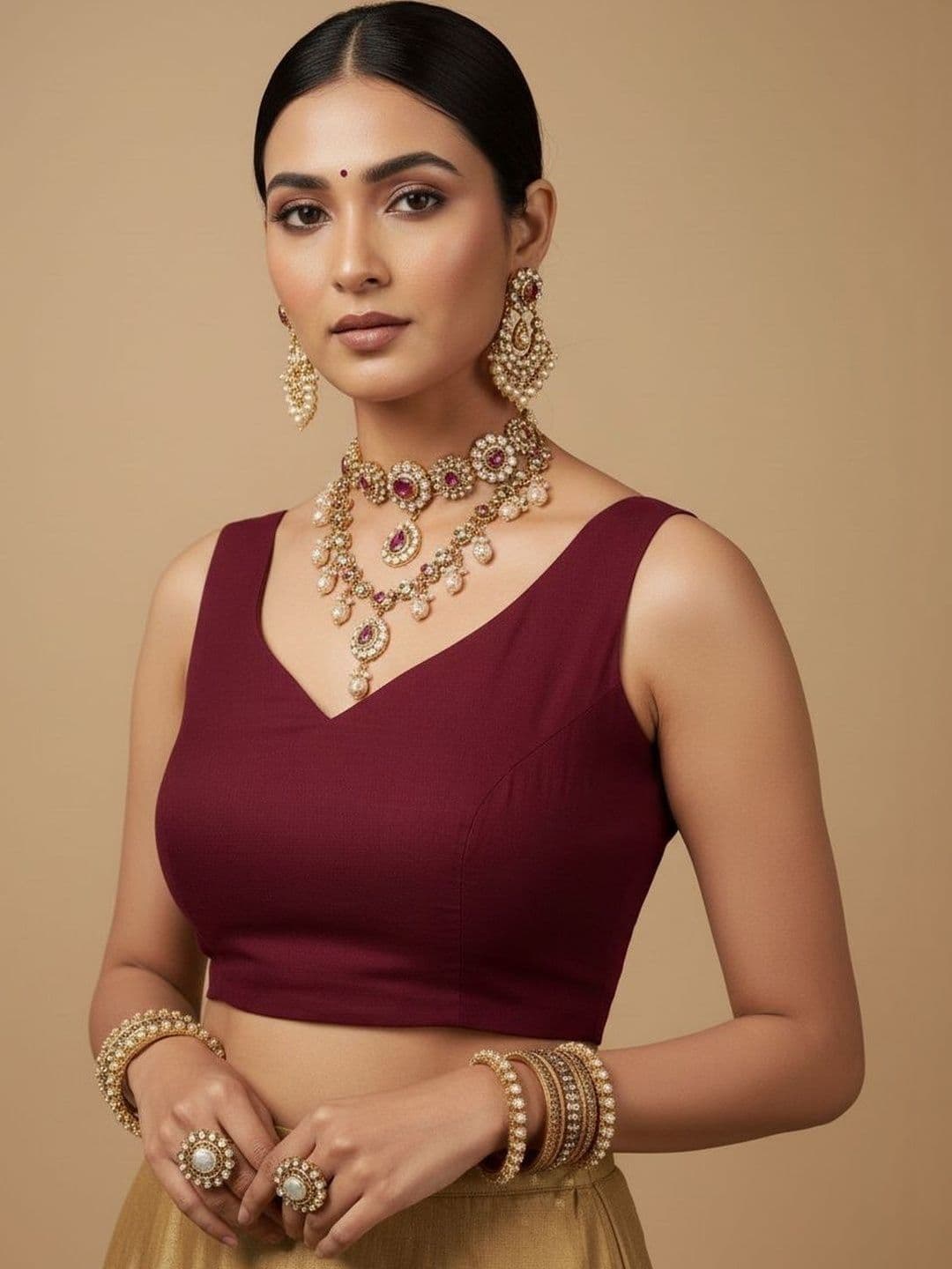 Anouk Silk Solid Saree Blouse - view 1