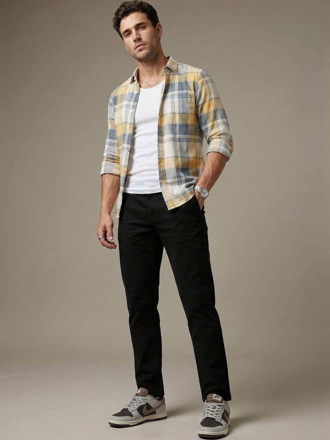 glitchez Men Slim Fit Checked Casual Shirt - view 1