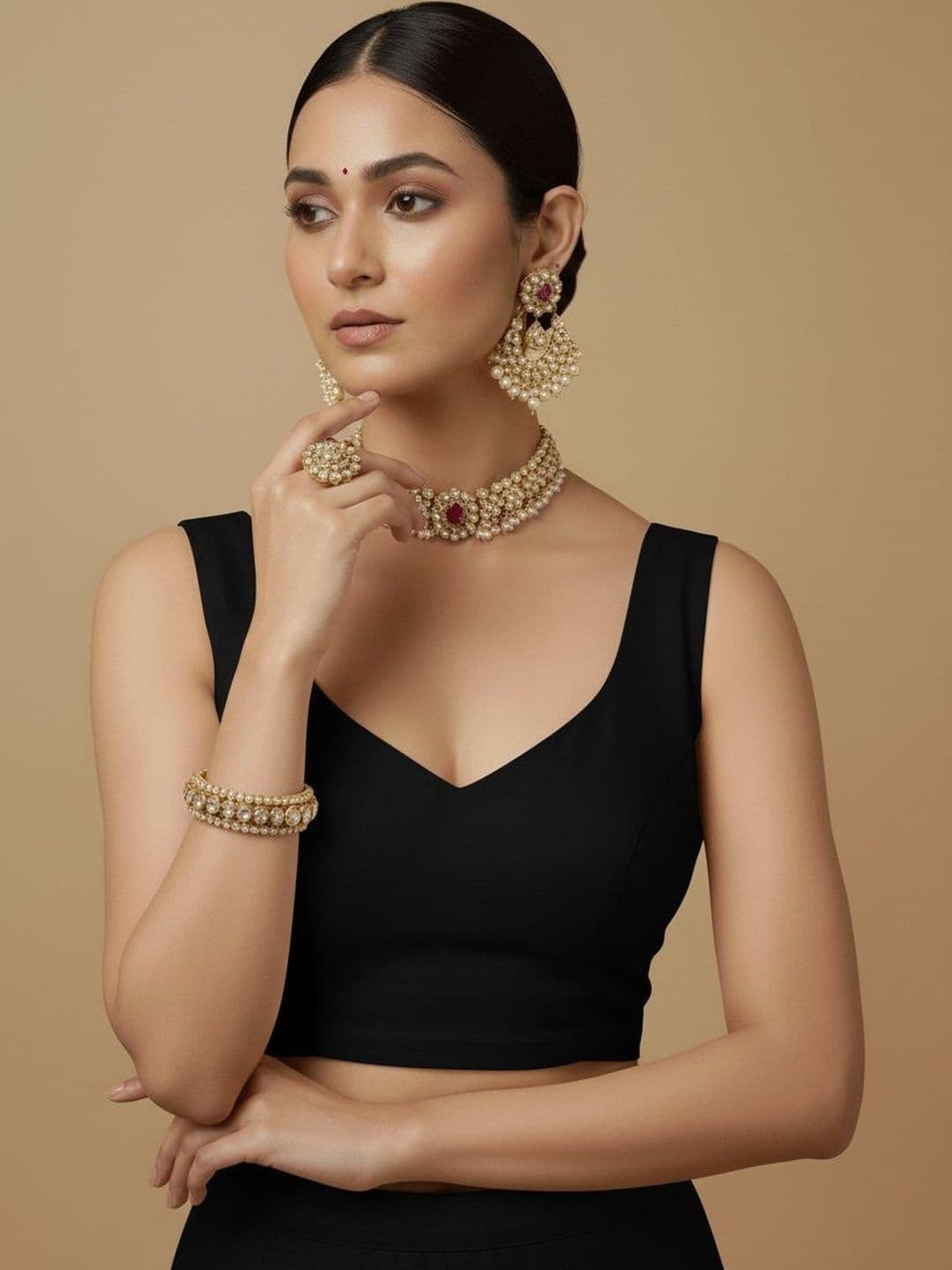 Anouk Silk Solid Saree Blouse - view 1