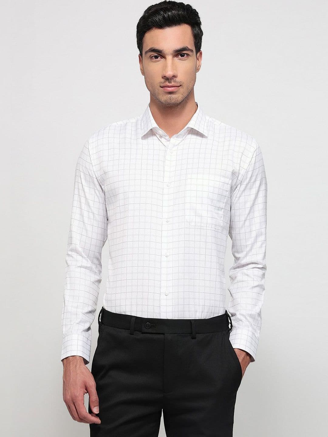 Park Avenue Men Slim Fit Windowpane Checks Checked Formal Shirt - view 1