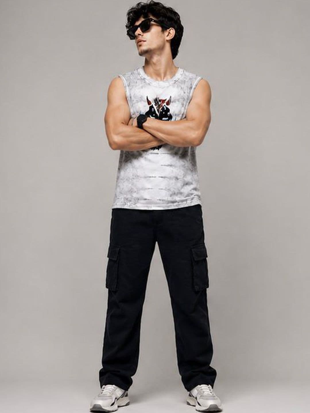 THE MODVUE Graphic Printed Sleeveless Regular Fit T-Shirt - view 1