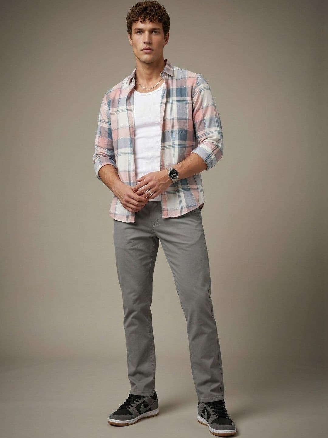 glitchez Men Slim Fit Checked Casual Shirt - view 1
