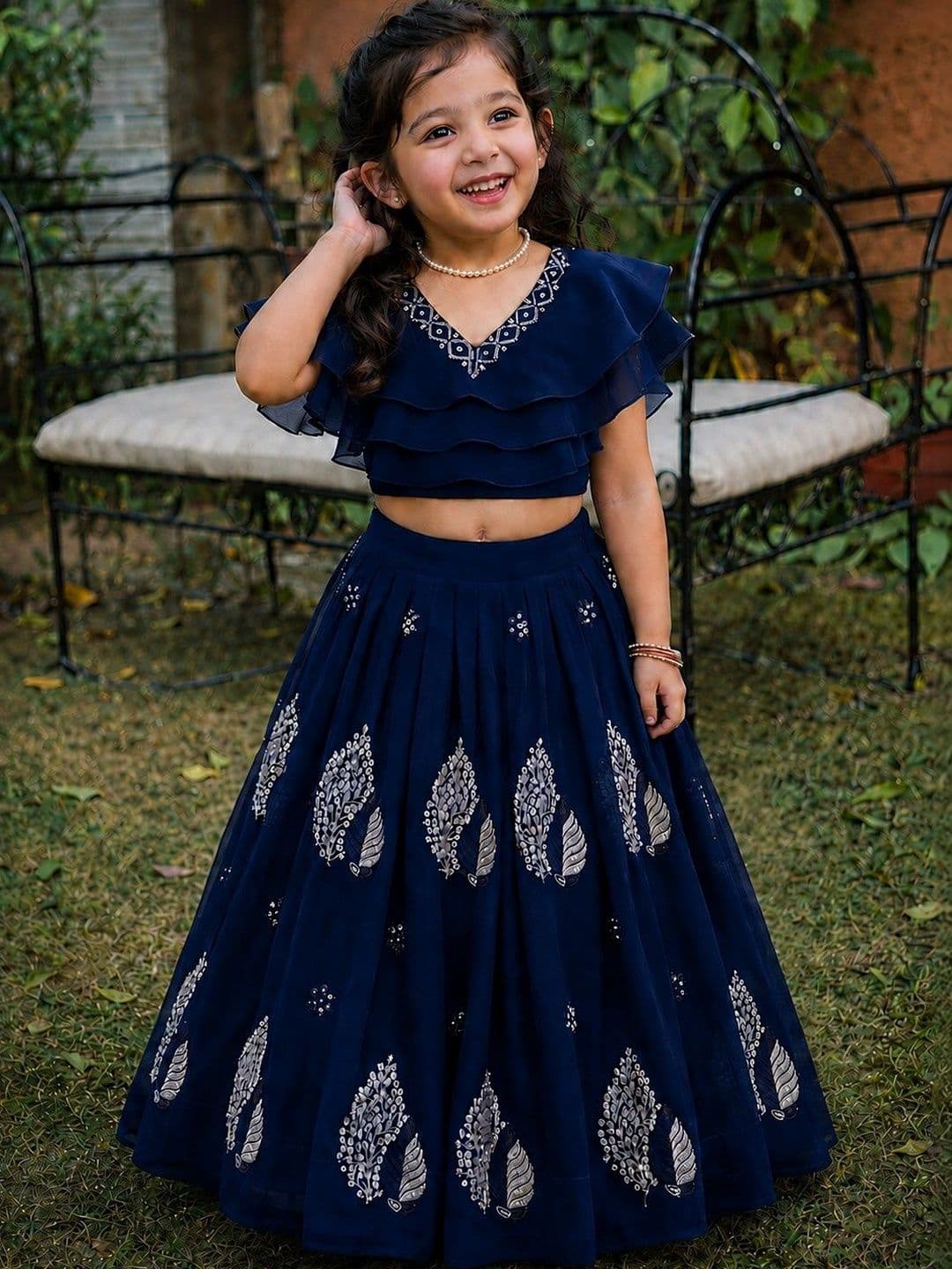 DELIMA FASHION Girls Embellished Sequinned Ready to Wear Lehenga & - view 1