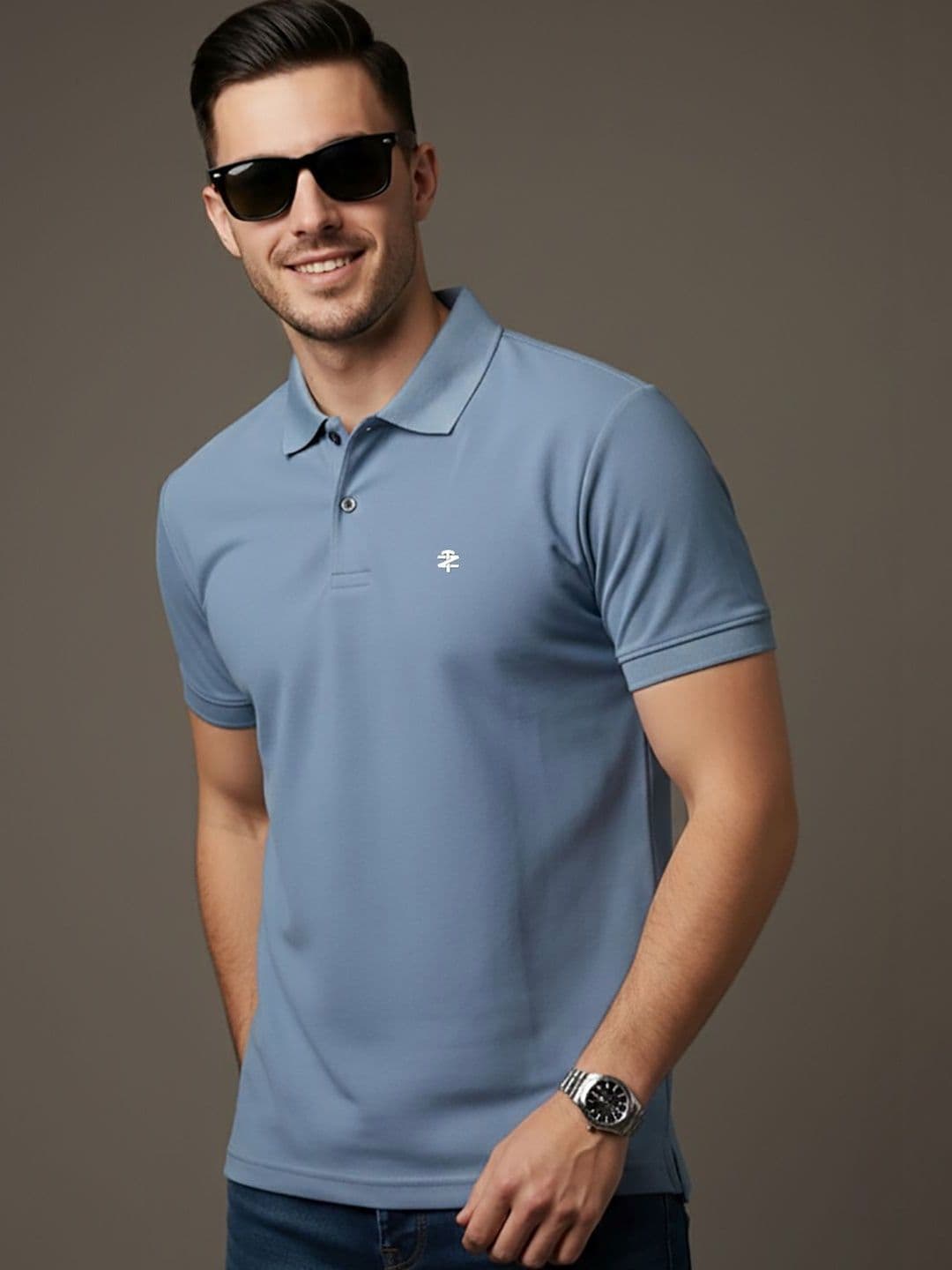 HERE&NOW Men Brand Logo Polo Collar T-shirt - view 1