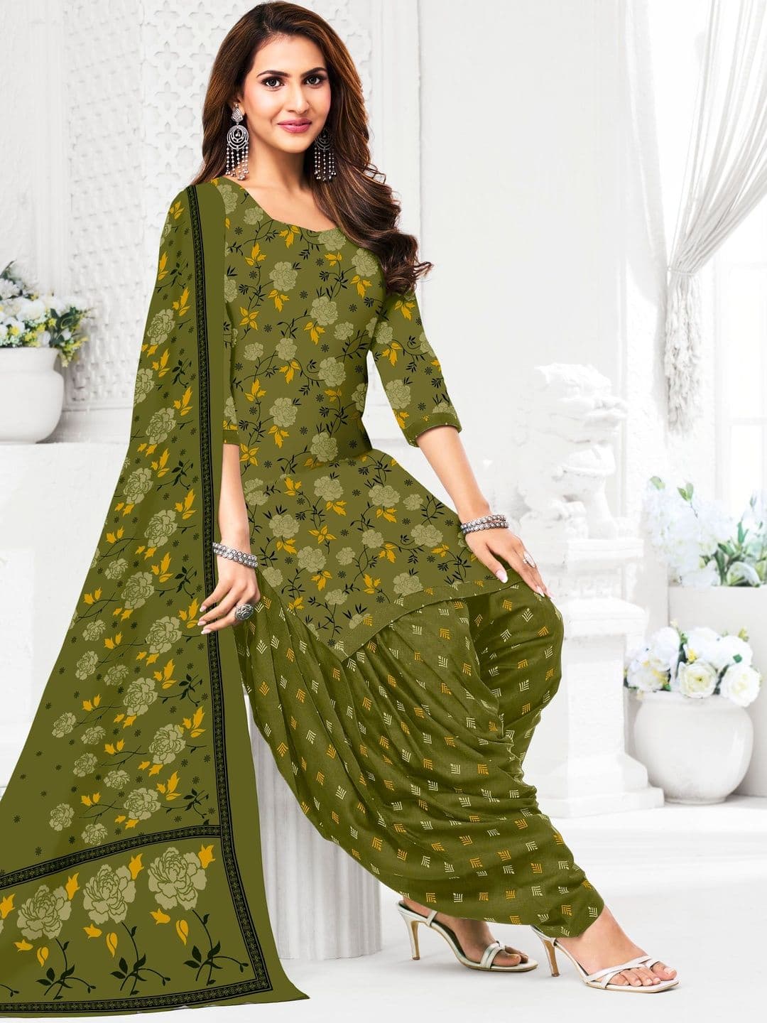 Simmu Printed Pure Cotton Unstitched Dress Material - view 1