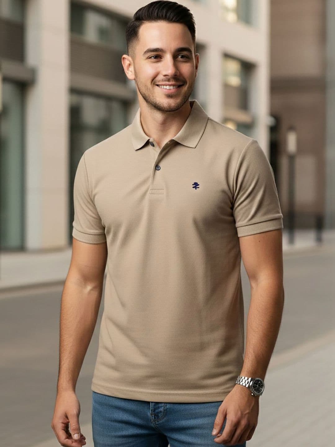 HERE&NOW Men Brand Logo Polo Collar T-shirt - view 1