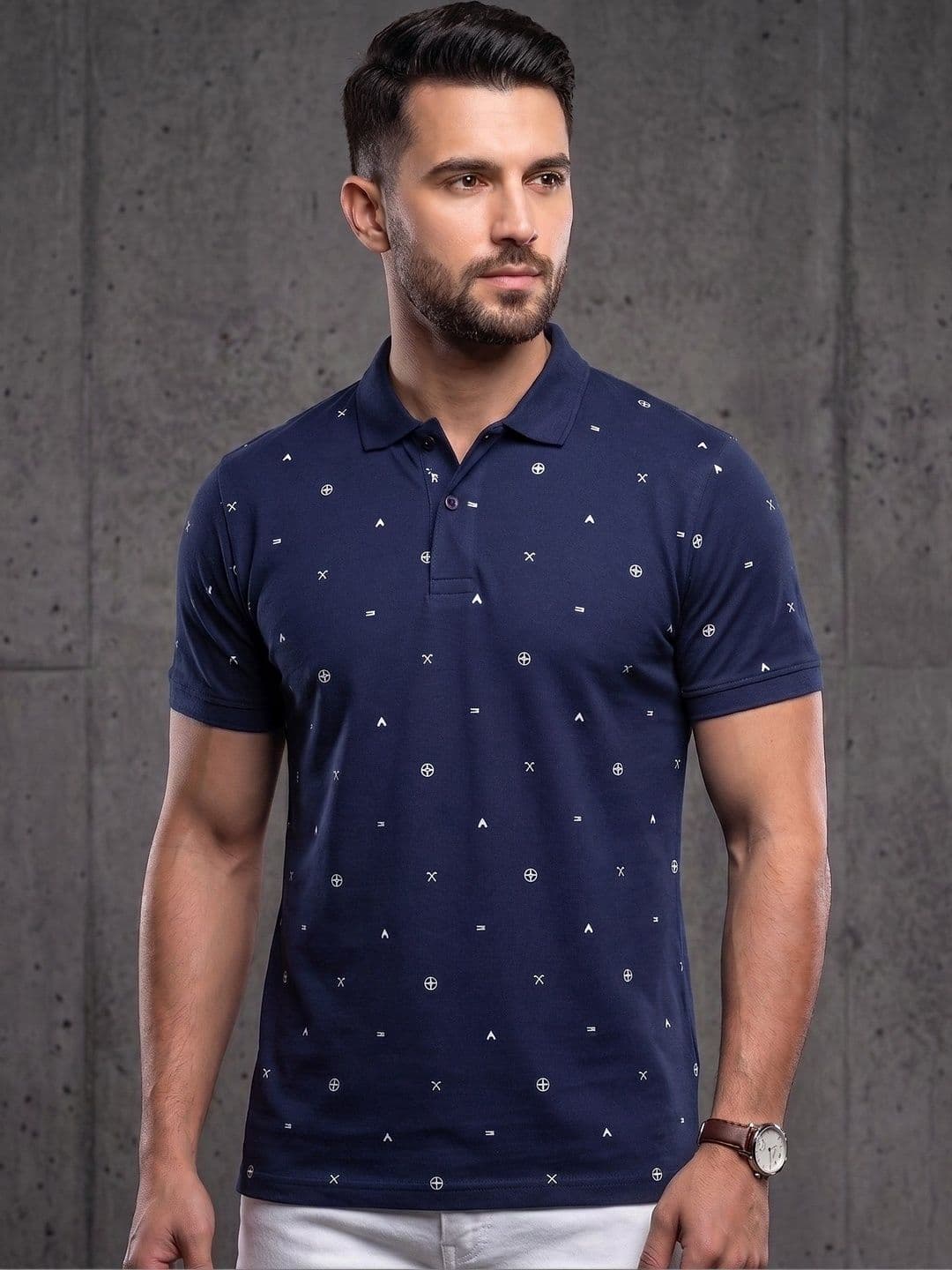 Mast & Harbour Men Printed Polo Collar T-shirt - view 1