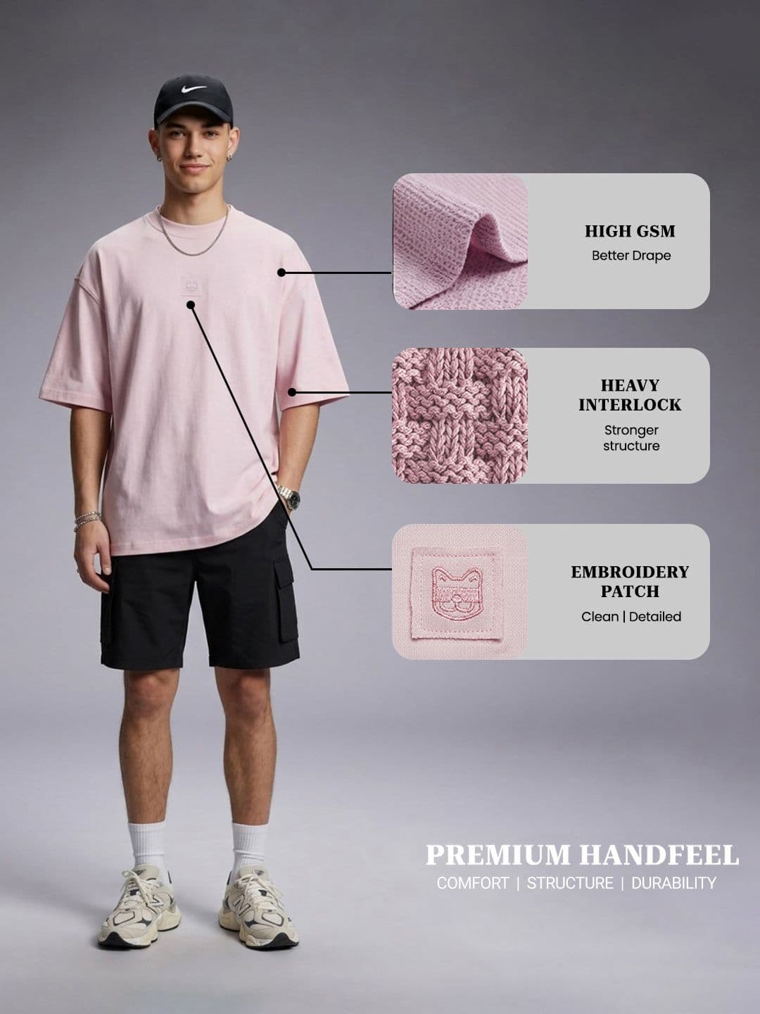 Drop Zero by Glitchez Oversized Heavy Interlock Pure Cotton T-shirt - view 1