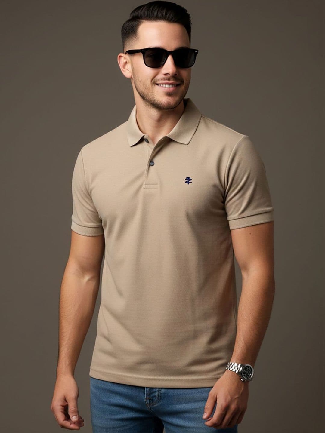 HERE&NOW Men Brand Logo Polo Collar T-shirt - view 1
