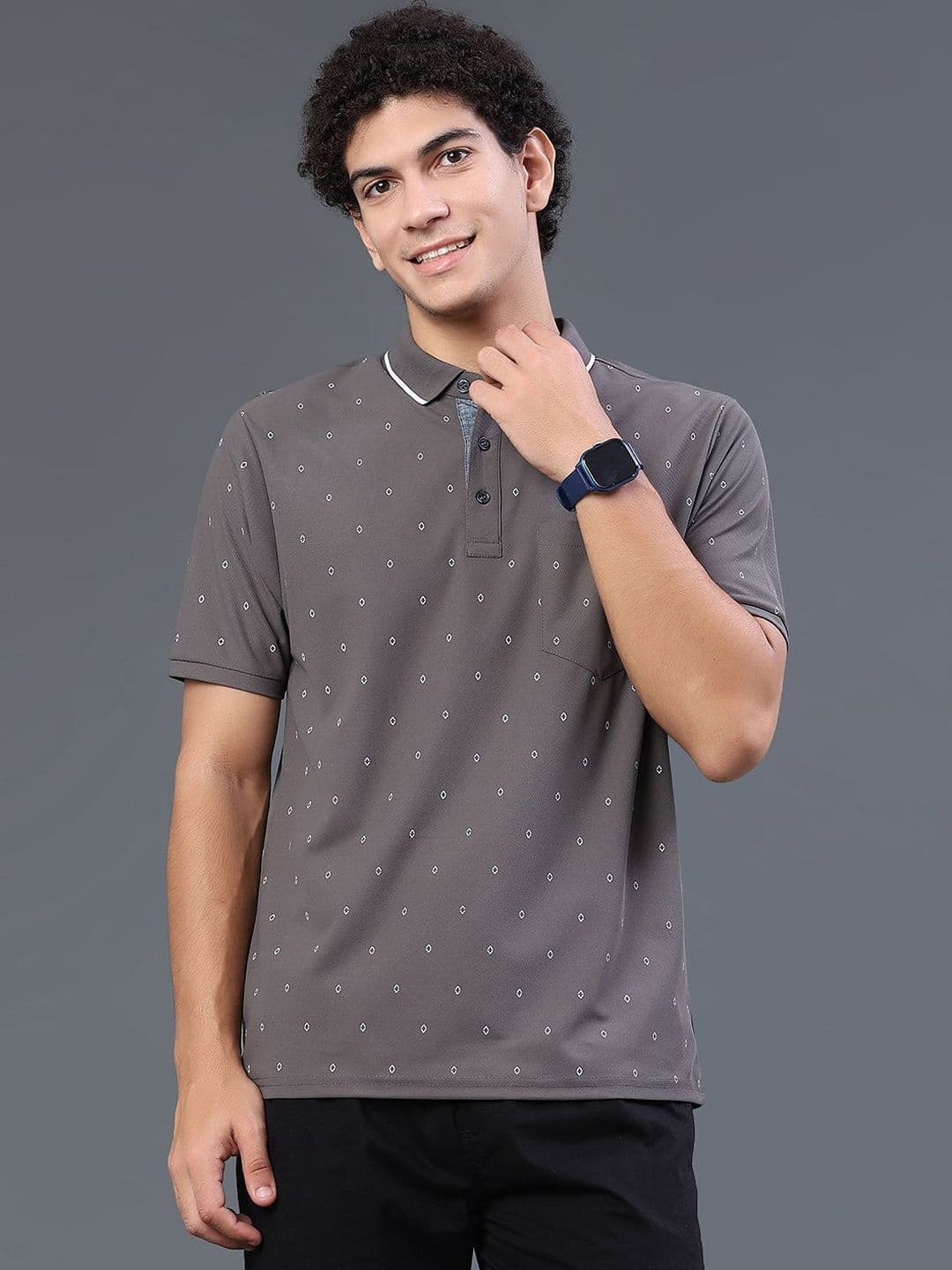 V-Mart Men Printed Polo Collar Pockets T-shirt - view 1