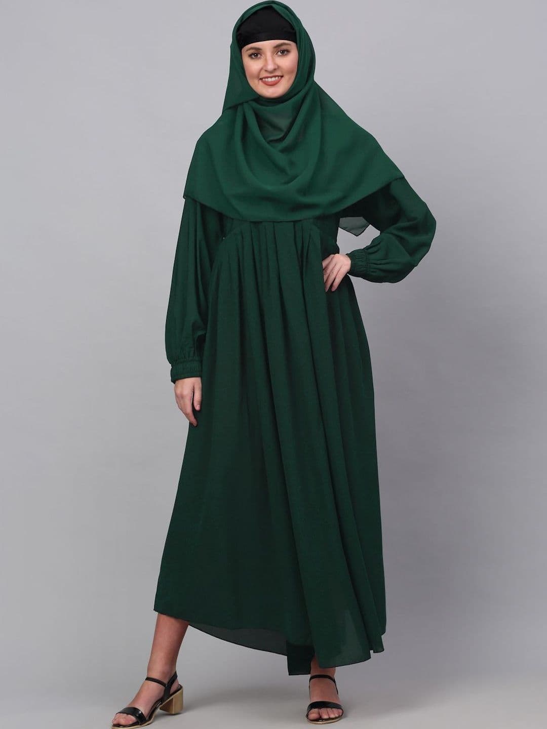 Moda Rapido Round Neck Abaya Burqa With Scarf - view 1