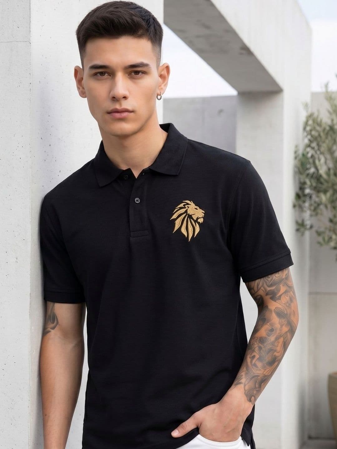 YONGE Men Printed Polo Collar T-shirt - view 1