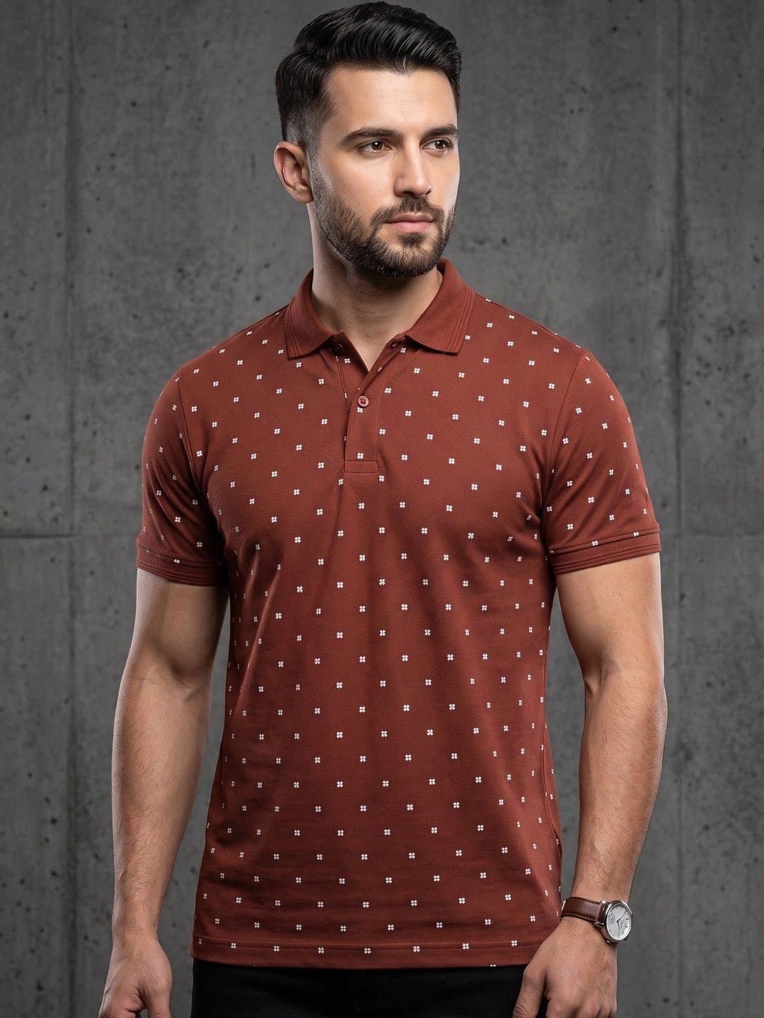 Mast & Harbour Men Printed Polo Collar T-shirt - view 1