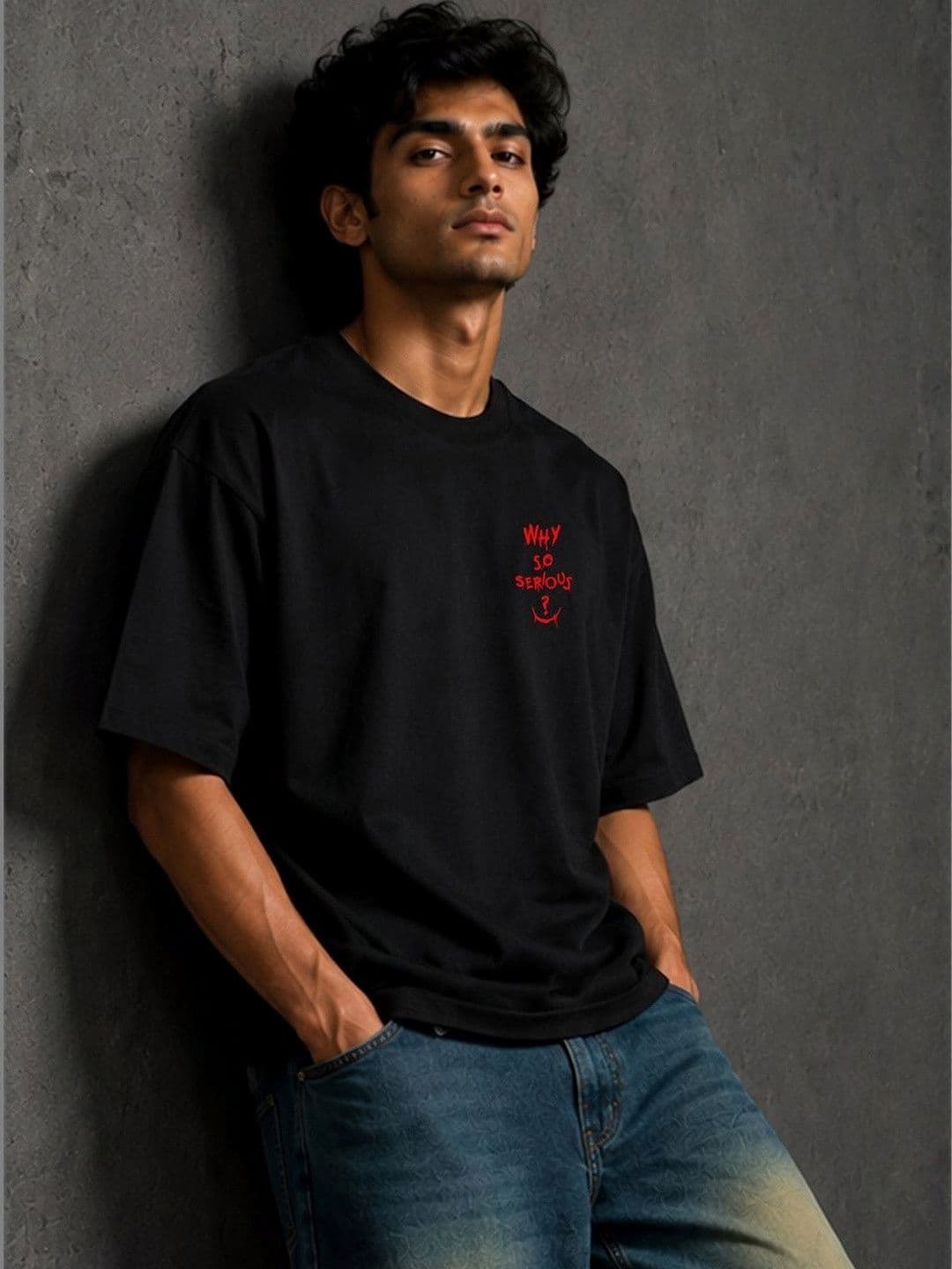 BEOVER Black Joker Typography Oversized T-shirt - view 1
