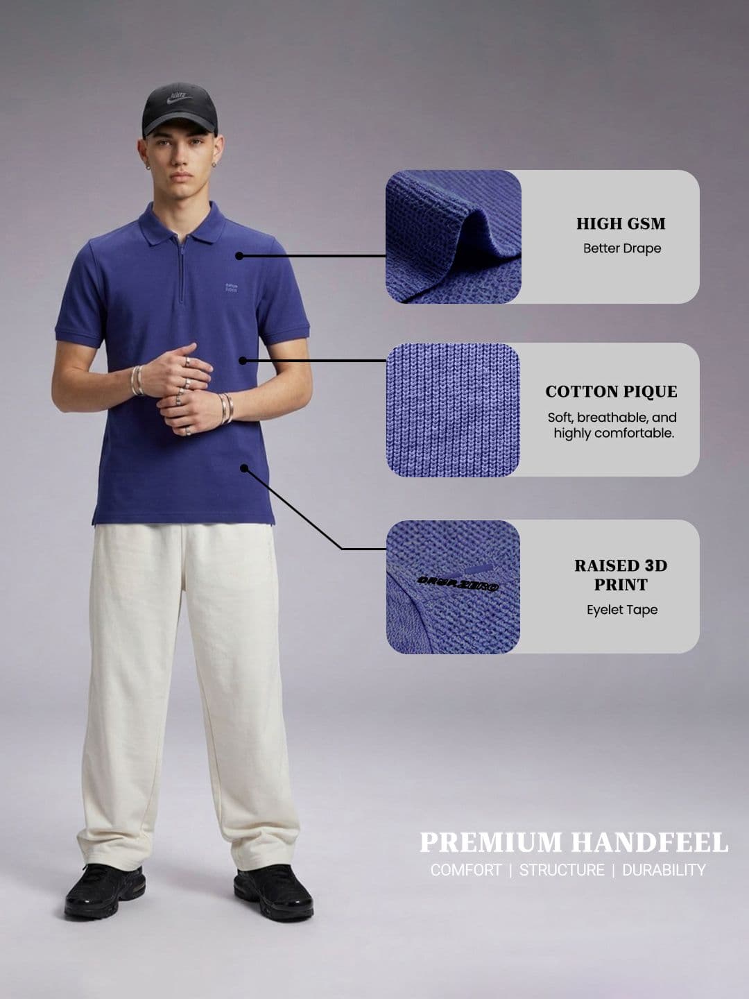 glitchez Drop Zero Polo Collar Cotton Pique Pure Cotton T-shirt - view 1