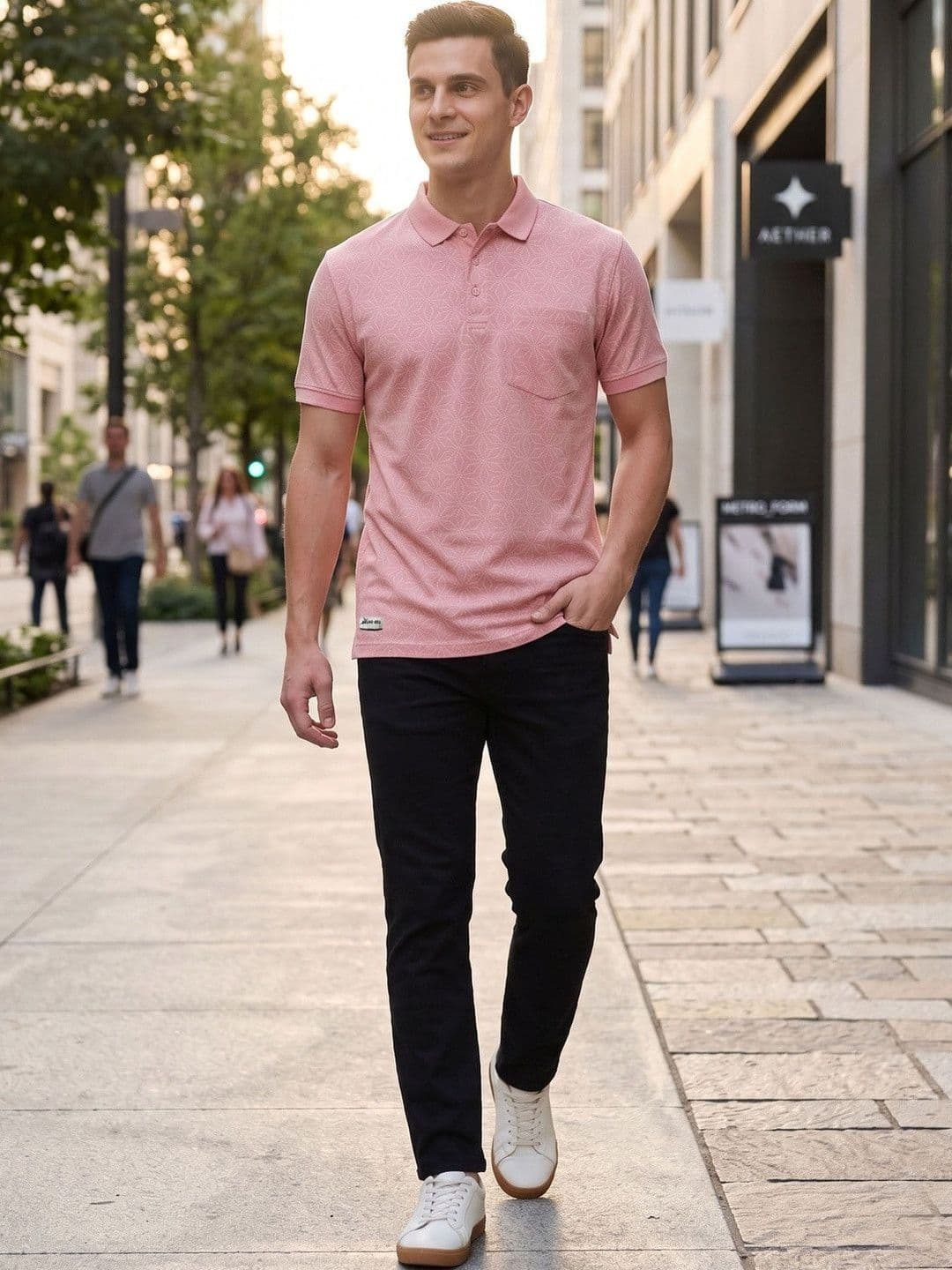 Mast & Harbour Men Printed Polo Collar Pockets T-shirt - view 1