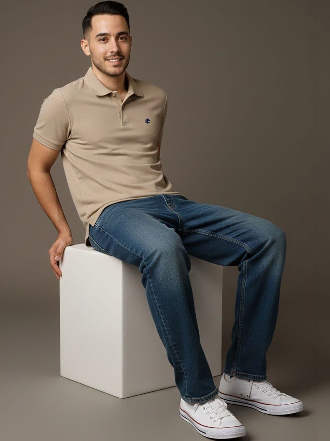 HERE&NOW Men Brand Logo Polo Collar T-shirt - view 1