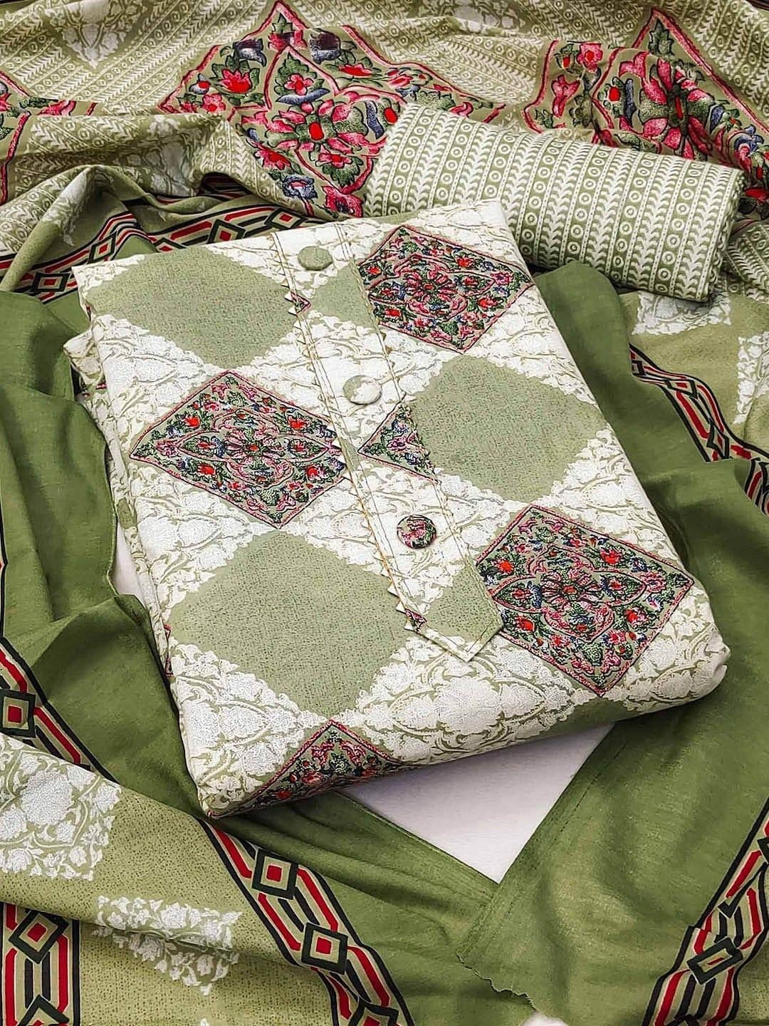 CLEMIRA Ethnic Motifs Printed Unstitched Dress Material - view 1