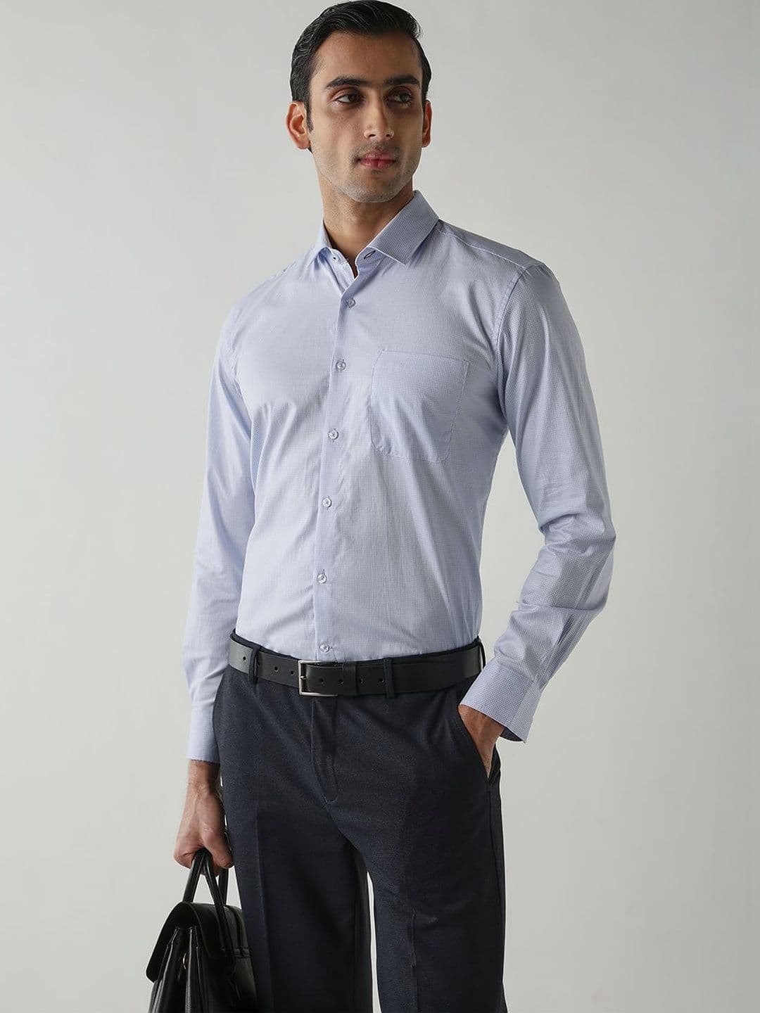 Reid & Taylor Men Slim Fit Micro Checks Formal Shirt - view 1