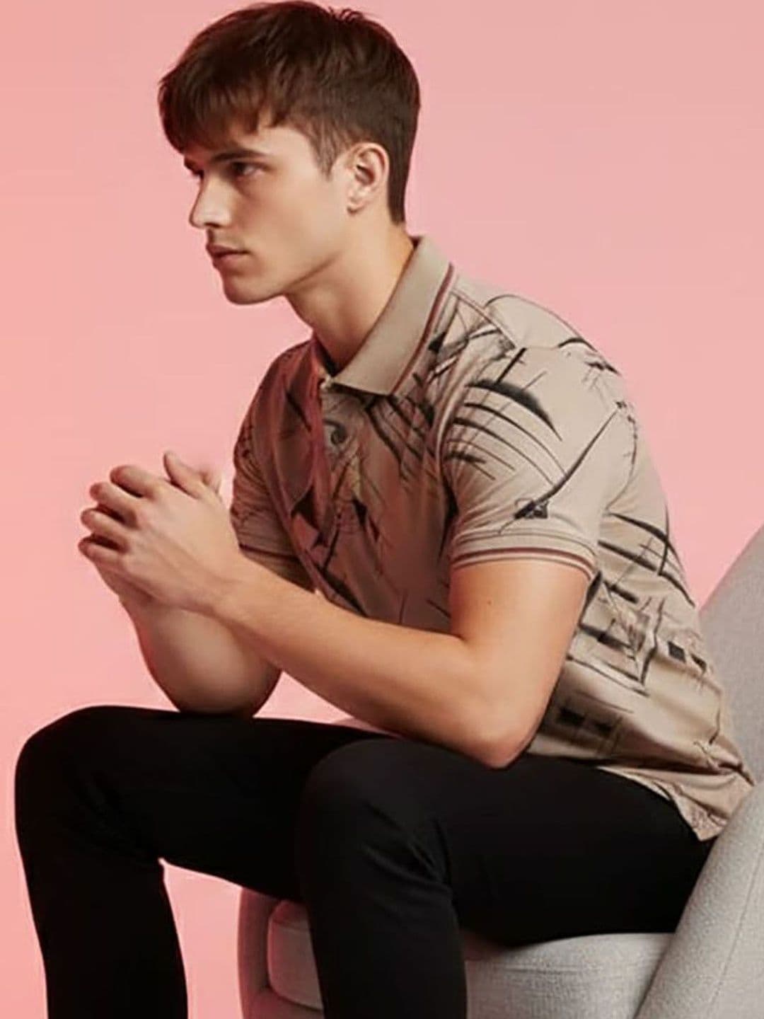 HERE&NOW Men Printed Polo Collar T-shirt - view 1