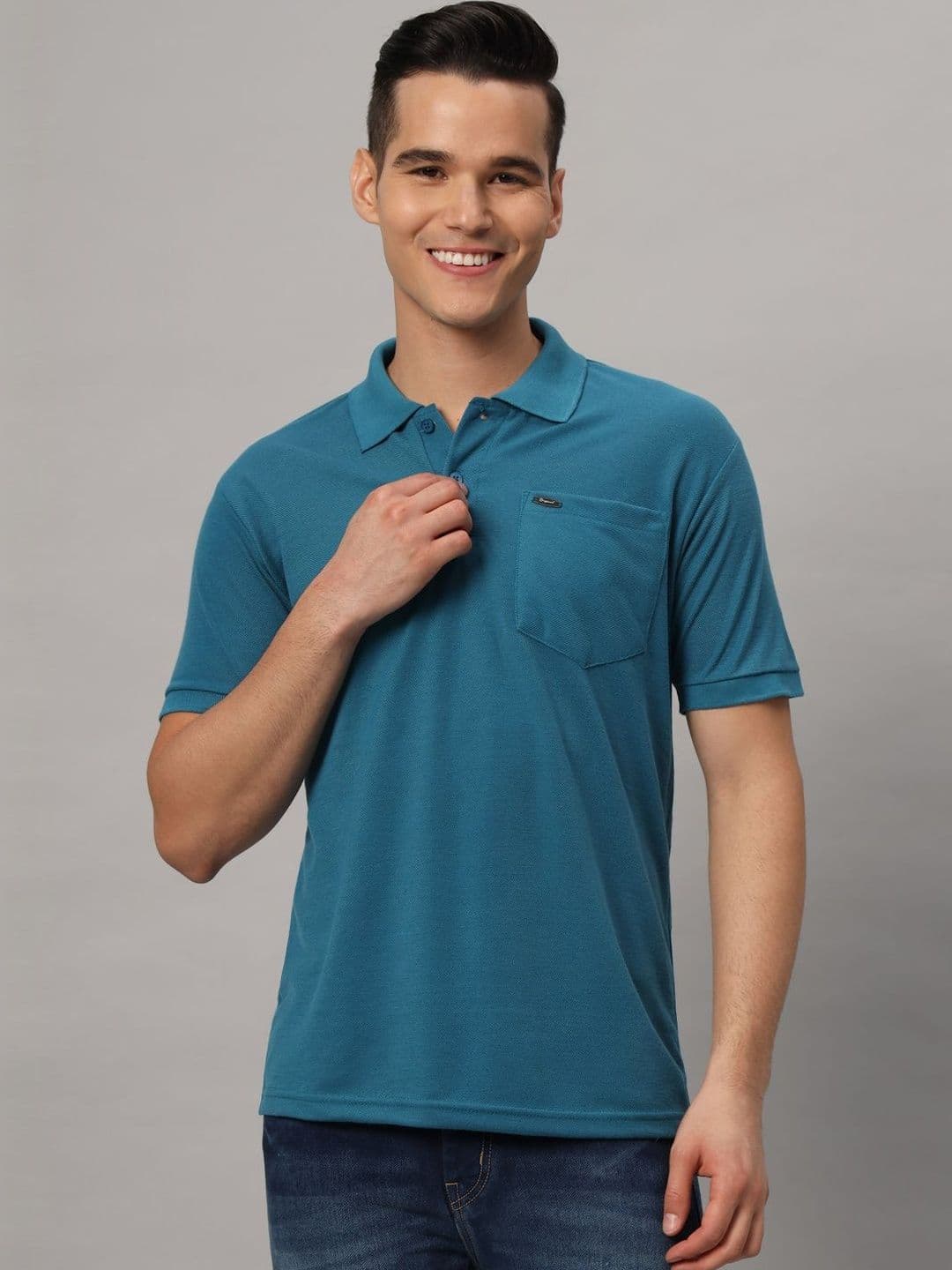 Resilience Teal Polo Collar Regular Fit T-shirt - view 1