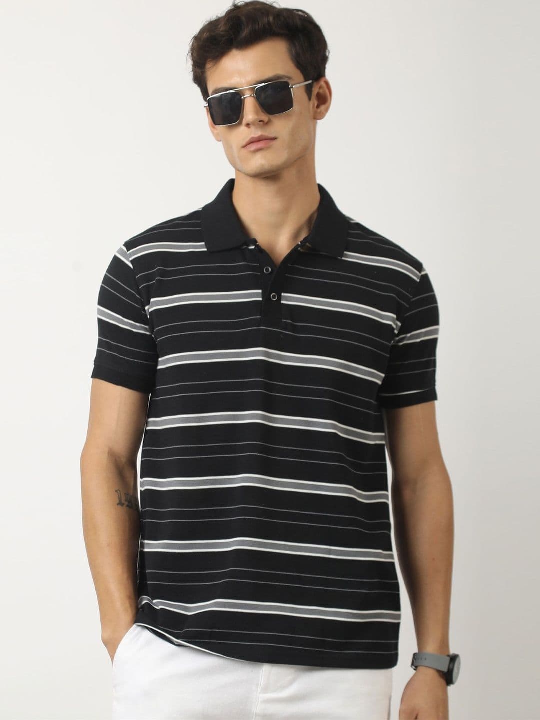 Maniac Men Striped Polo Collar T-shirt - view 1