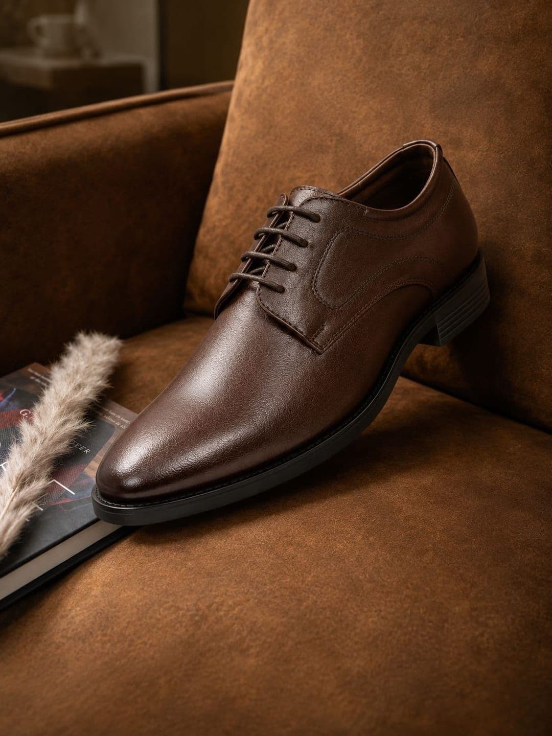 House of Pataudi Men Textured Round Toe Lace-Ups Derbys Formal Shoes - view 1