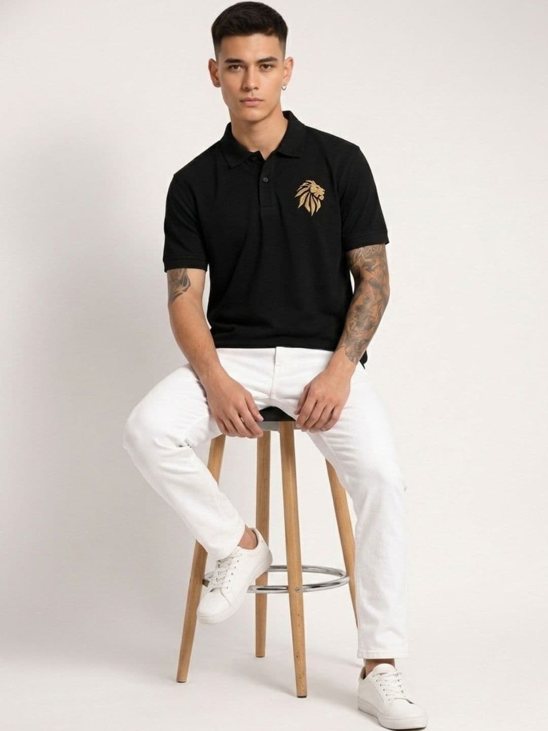 YONGE Men Printed Polo Collar T-shirt - view 1