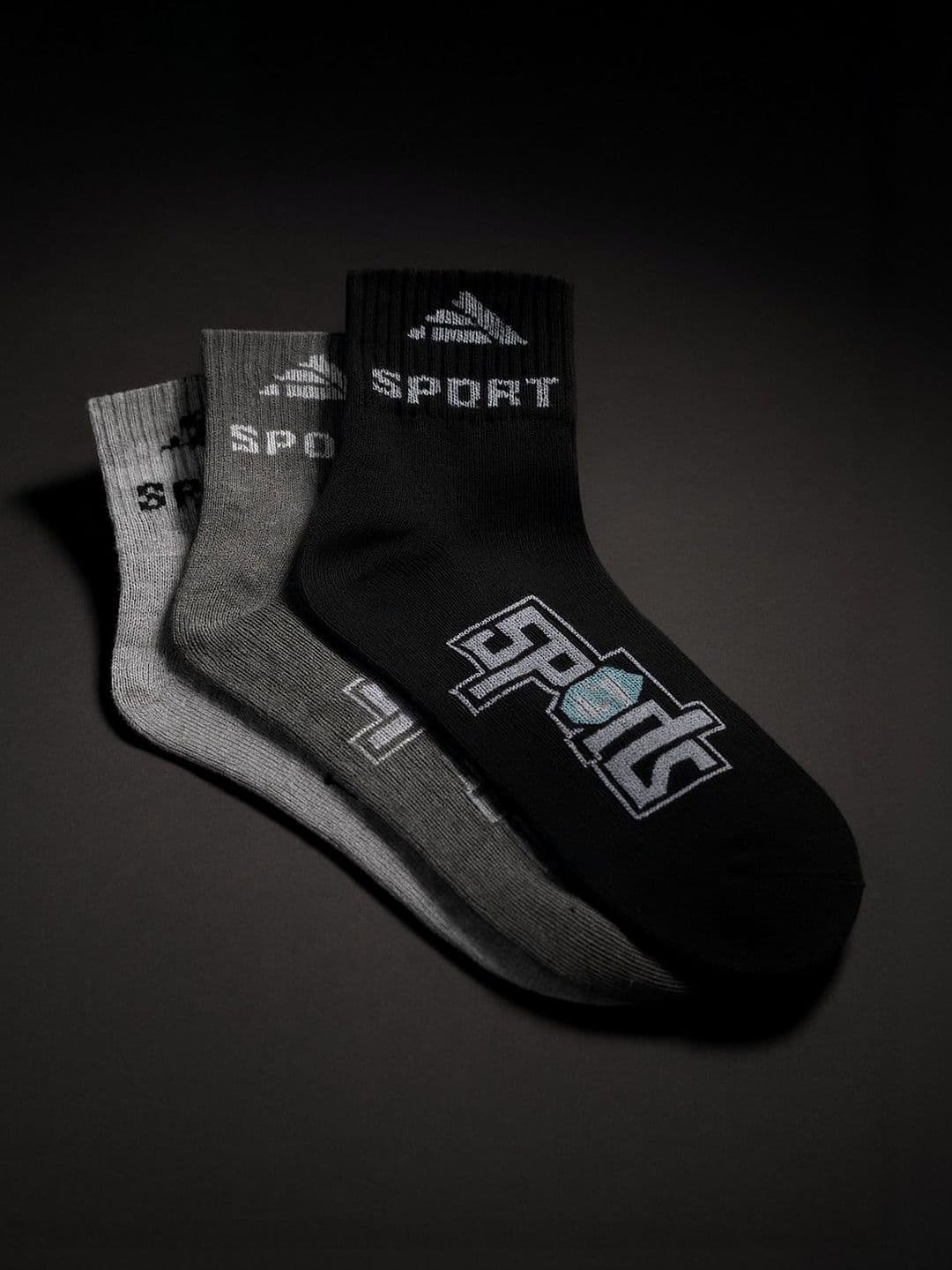 Blacktank Men Pack of 3 Cotton Patterned Above Ankle Socks - view 1