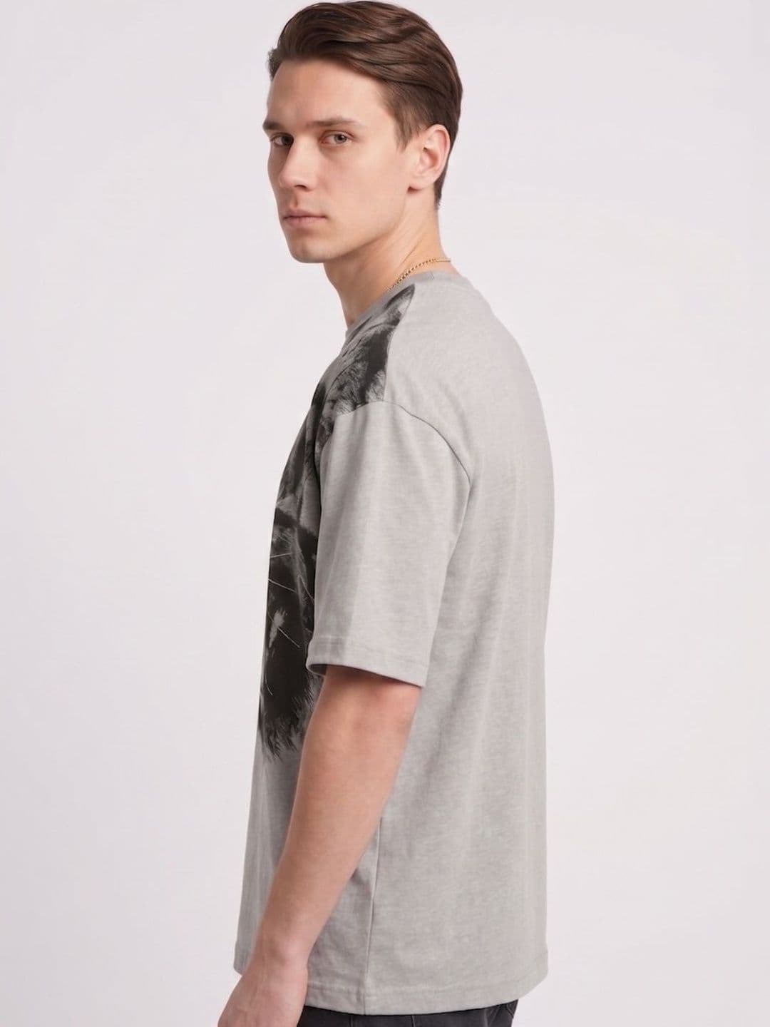YONGE Men Printed Drop-Shoulder Sleeves T-shirt - view 1