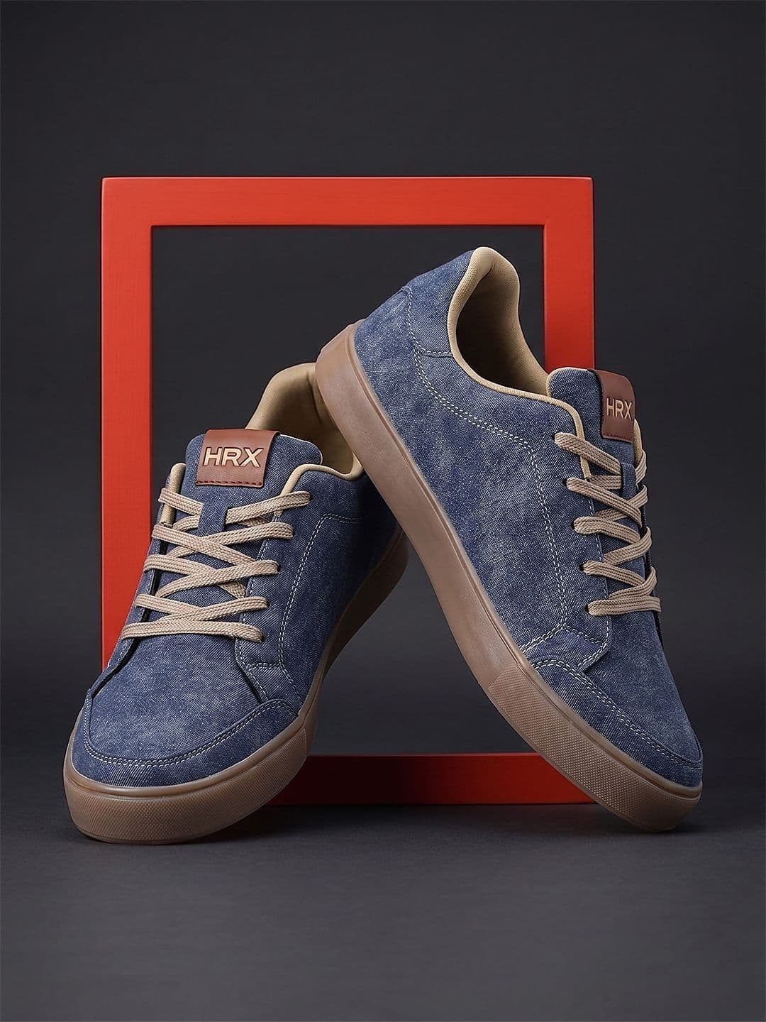 HRX by Hrithik Roshan Men Blue Textured Denim Regular Sneakers - view 1