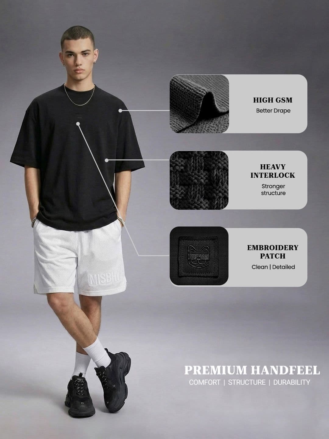 Drop Zero by Glitchez Oversized Heavy Interlock Pure Cotton T-shirt - view 1