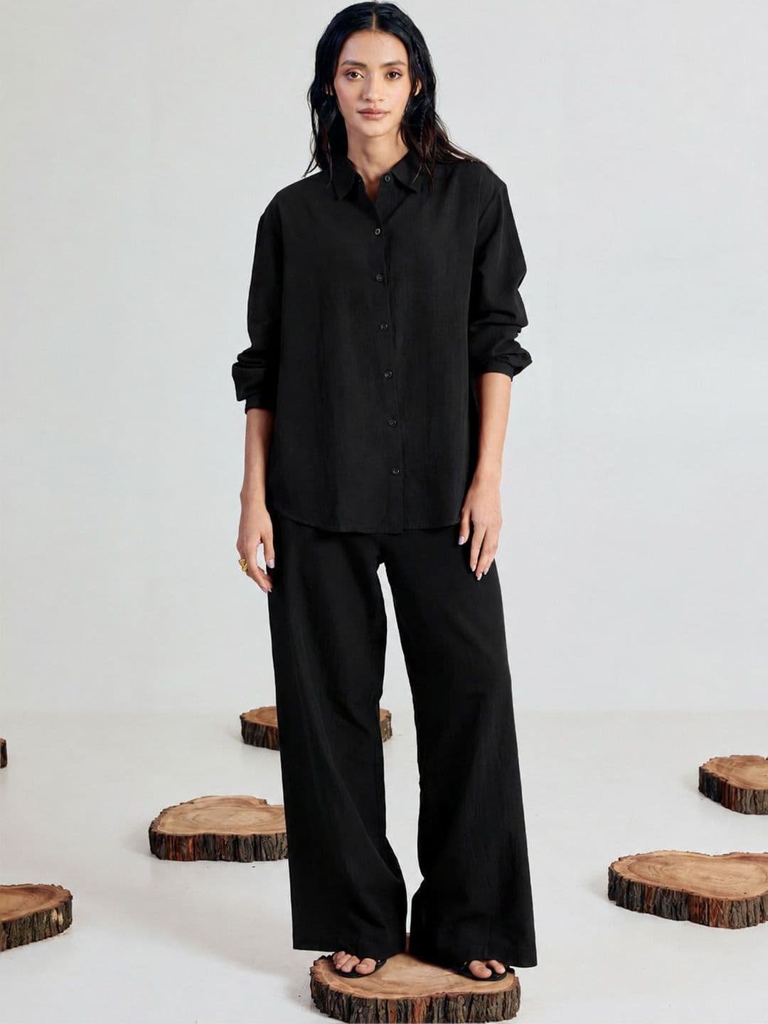 FIORRA Linen Solid Shirt with Trousers - view 1