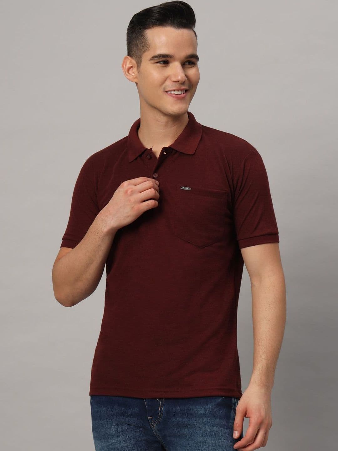 Resilience Maroon Polo Collar Regular Fit T-shirt - view 1