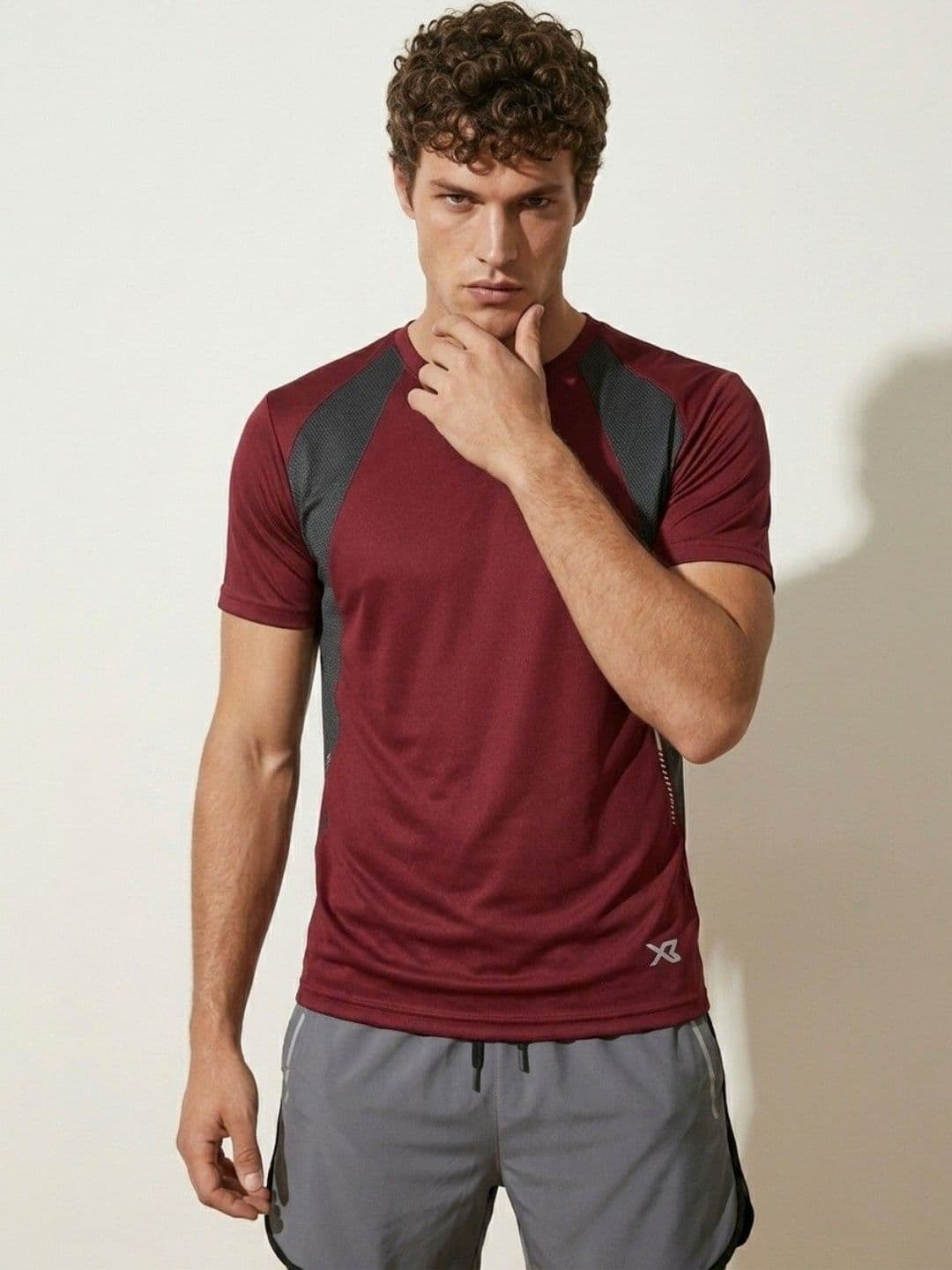 CROSS BENCH Maroon Colourblocked Sports T-shirt - view 1