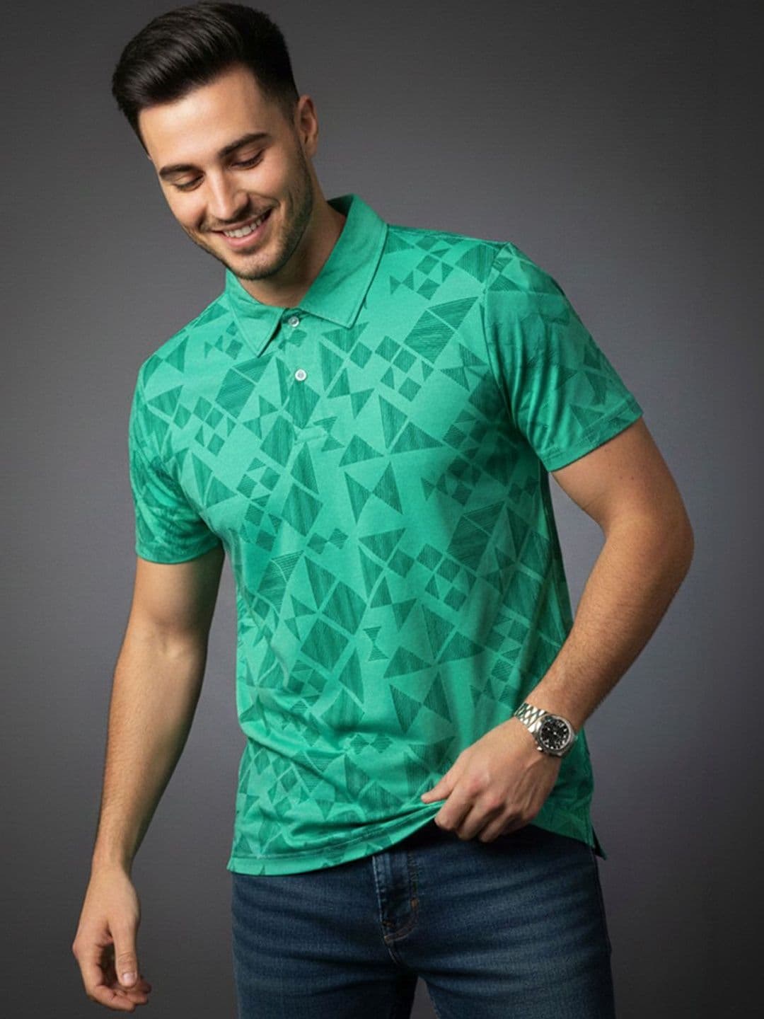 HERE&NOW Men Printed Polo Collar T-shirt - view 1