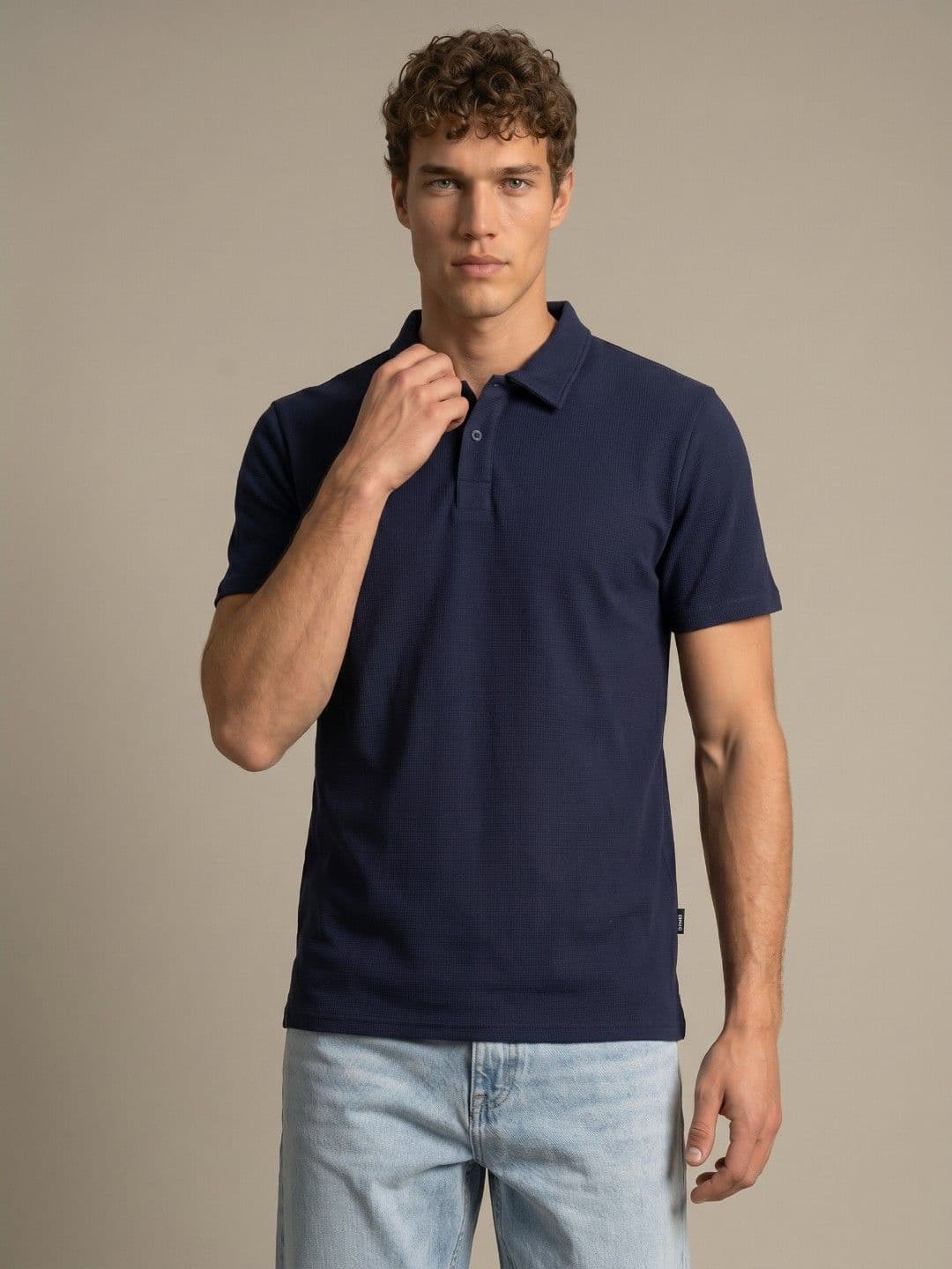 glitchez Textured Polo Collar T-shirt - view 1