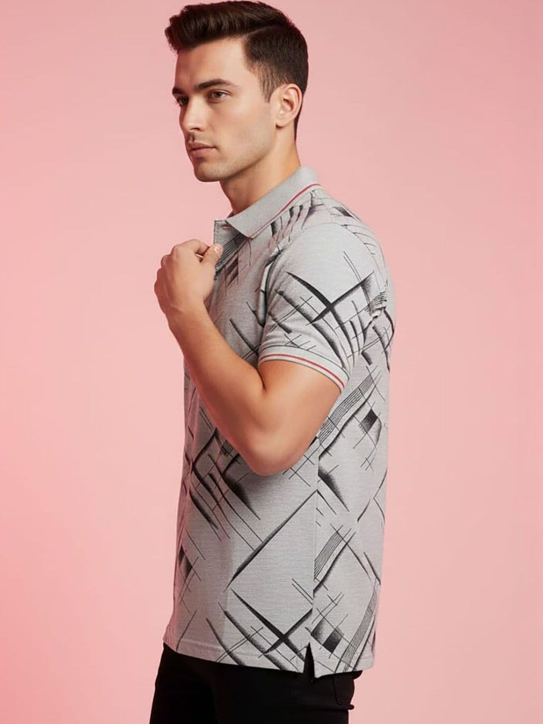 HERE&NOW Men Printed Polo Collar T-shirt - view 1