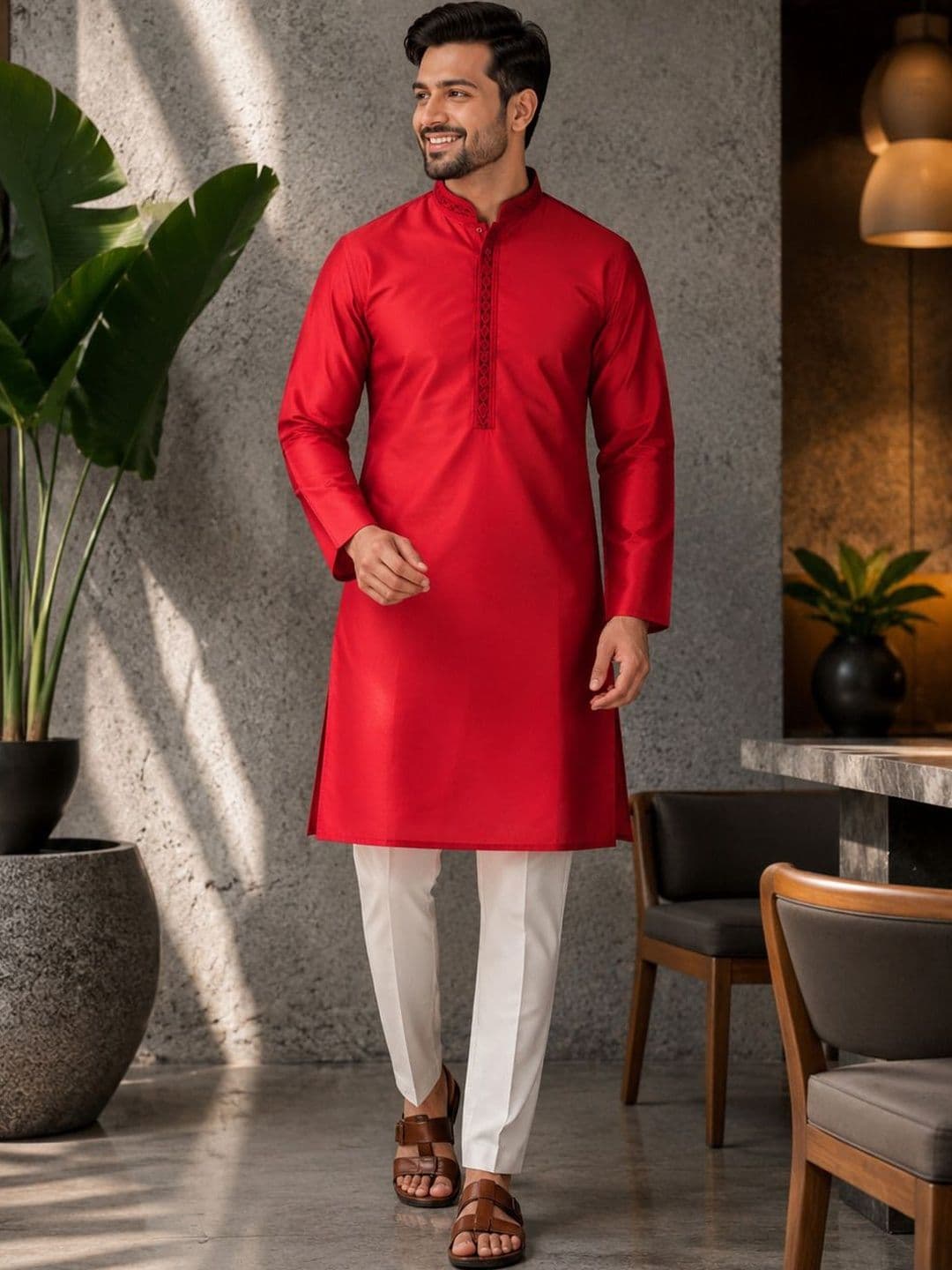 PulseIQ Men Embellished Thread Work Kurta - view 1