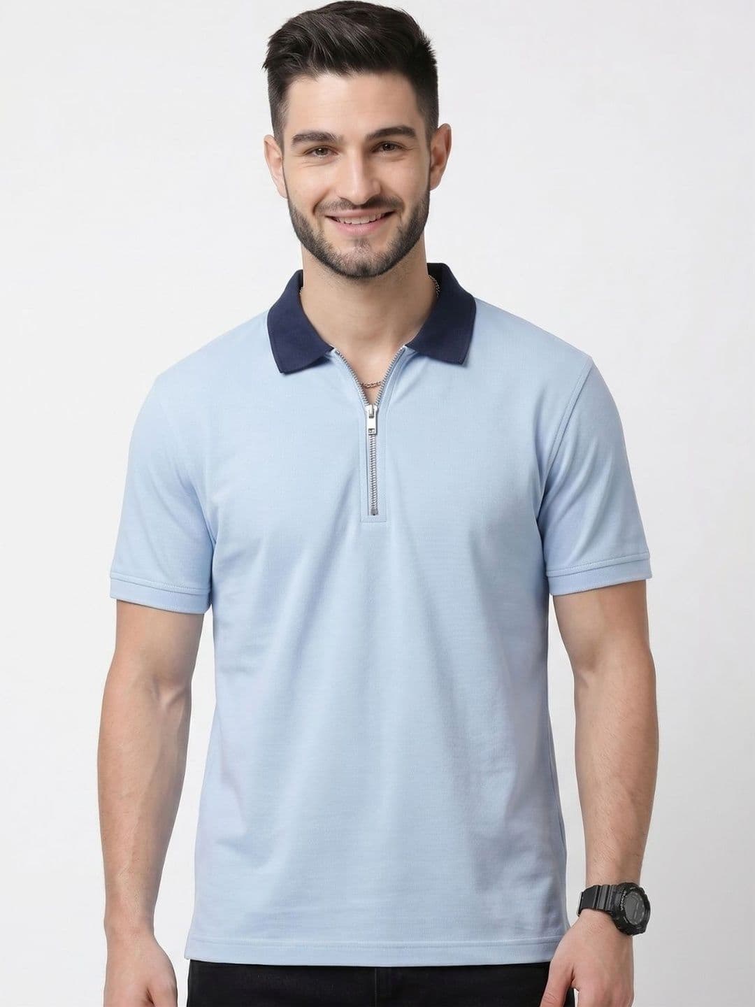 YONGE Men Polo Collar Pockets T-shirt - view 1