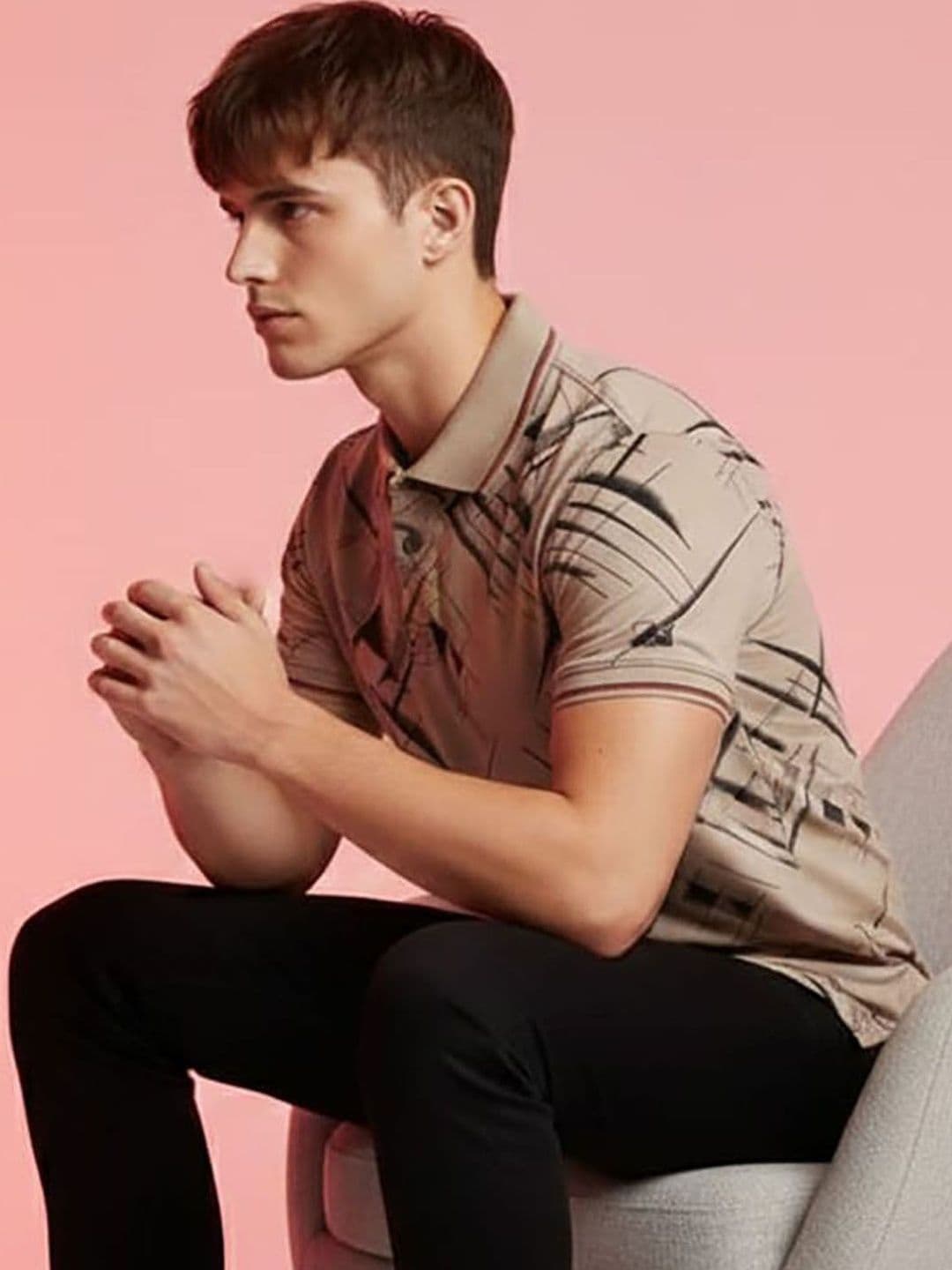 HERE&NOW Men Printed Polo Collar T-shirt - view 1